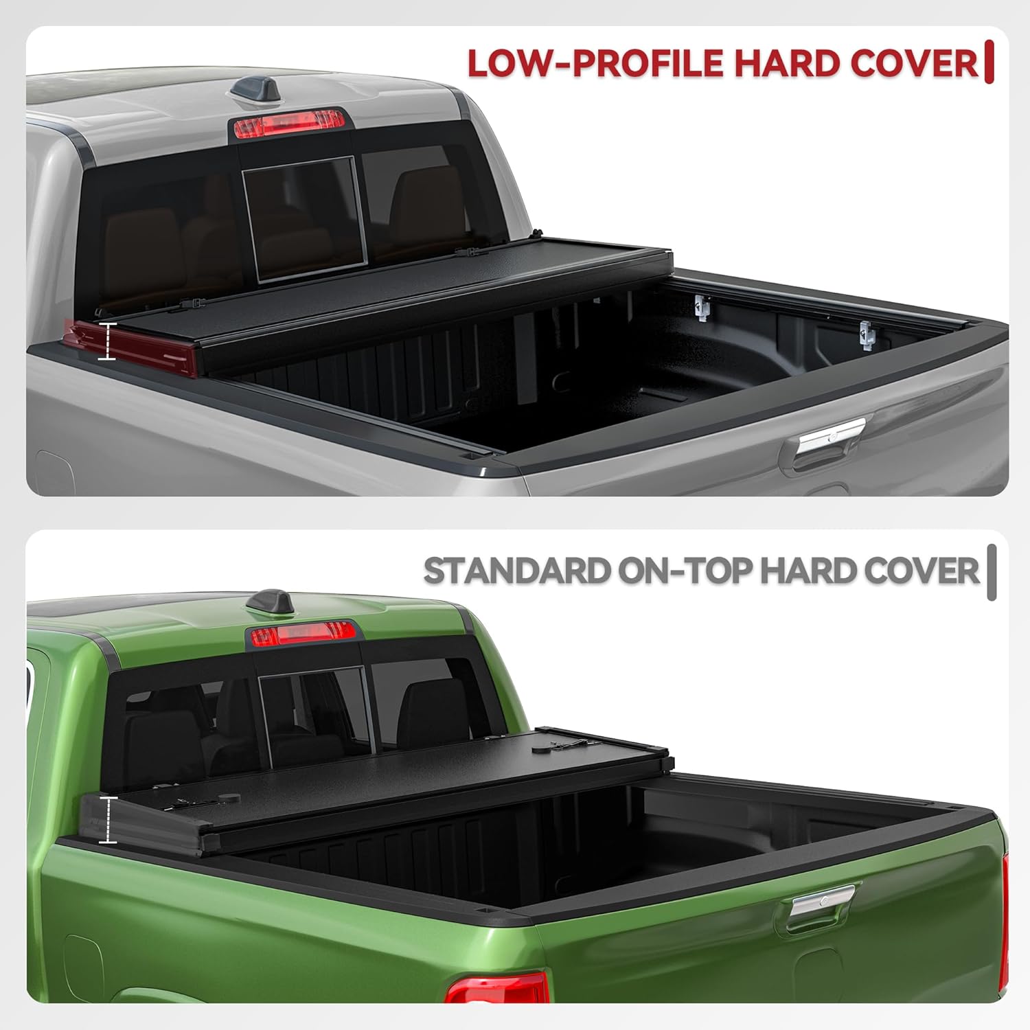 Side view of YITAMOTOR Low-Profile Hard Tri-Fold Tonneau Cover for 2019-2026 Ram 1500 New Body 6.4ft Bed (Without Rambox)