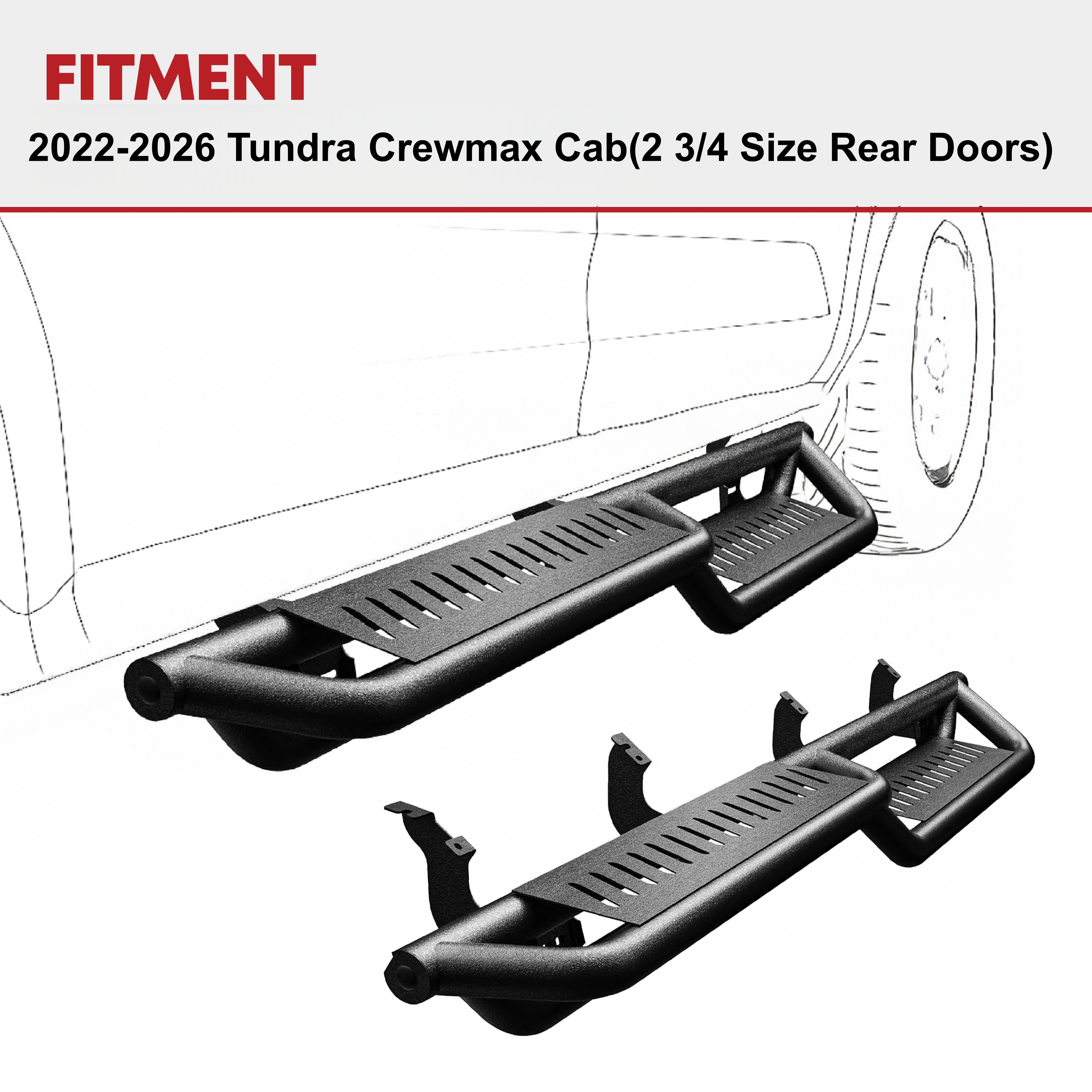 Running Boards Compatible with 2022-2026 Tundra Crewmax Cab(2 3/4