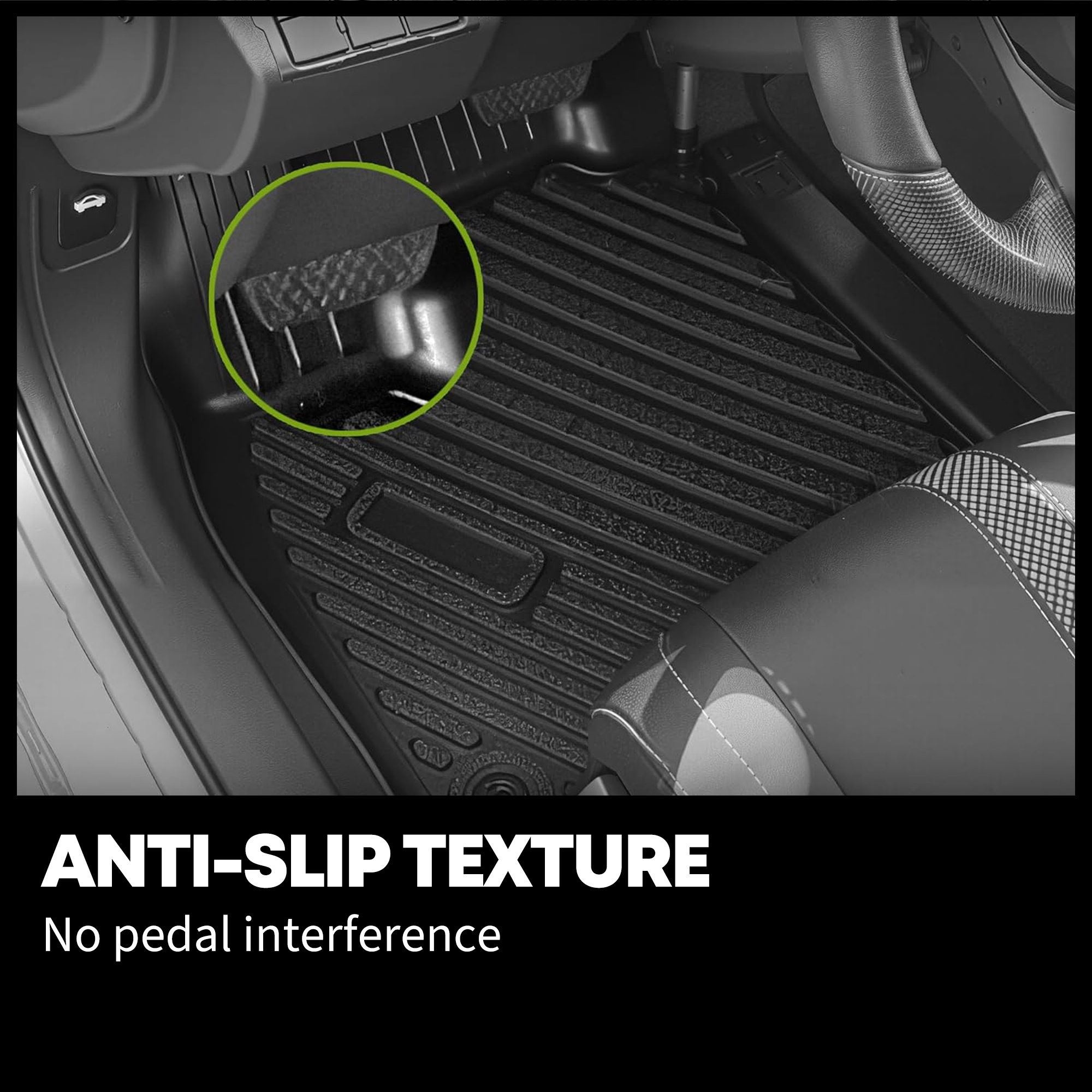 Side view of YITAMOTOR® Black Floor Mats for Honda Accord 2023 2024 2025 2026 & Honda Accord Hybrid 2023 2024 2025 2026