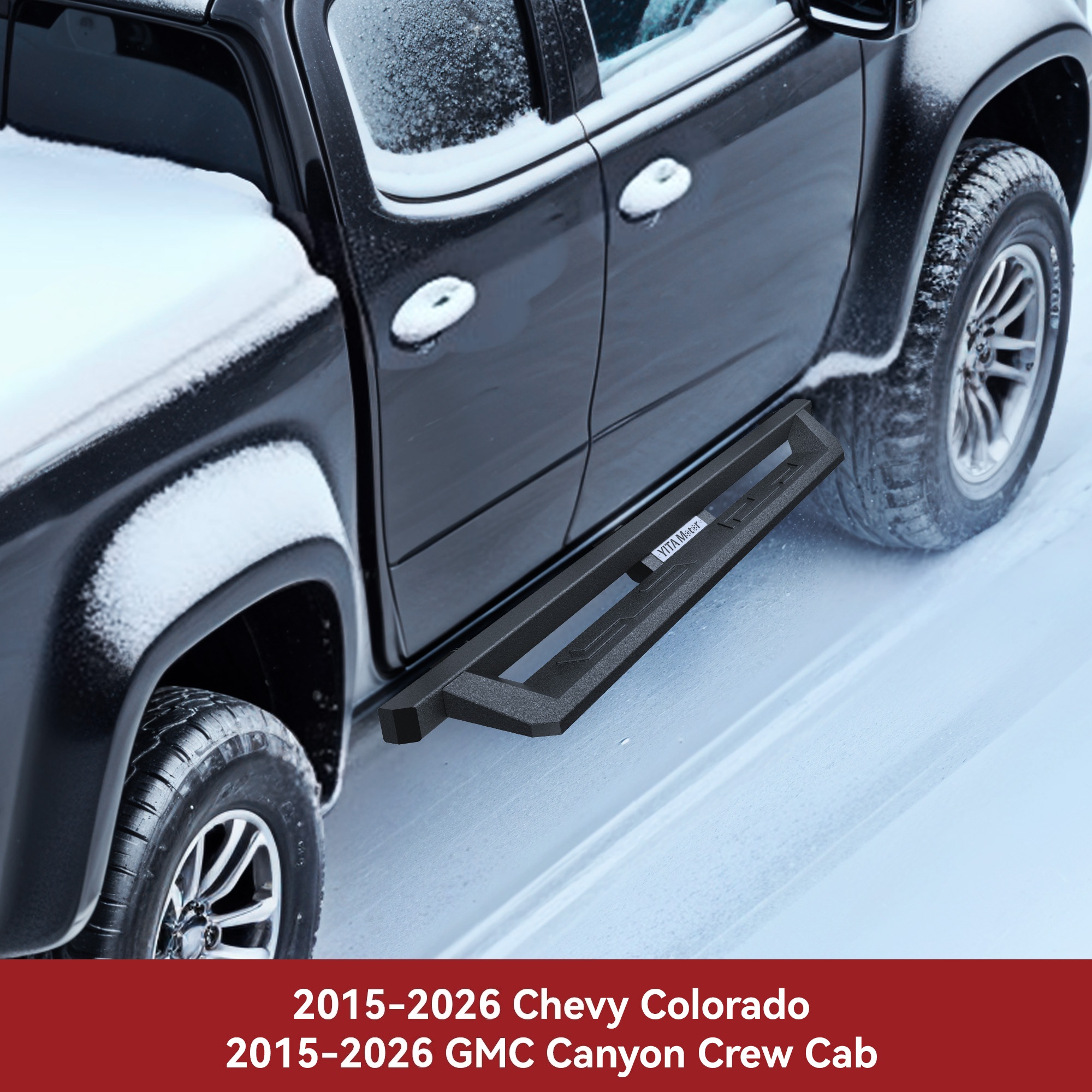 Side view of YITAMOTOR® Running Boards for 2015-2026 Chevy Colorado/Canyon Crew Cab Drop Side Step Bars