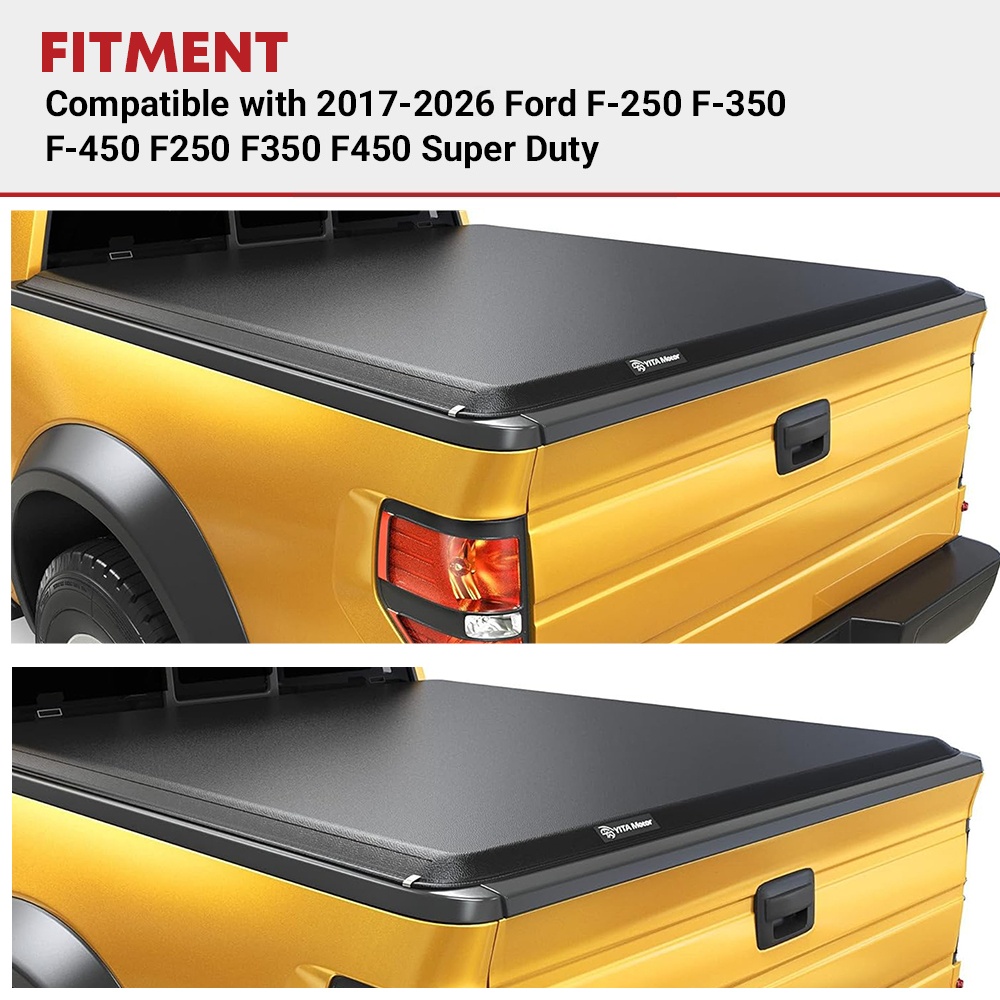 Side view of Truck Bed Soft Roll-Up Cover for 2017–2026 Ford Super Duty F250/F350/F450 – Fits 8 Foot Long Bed