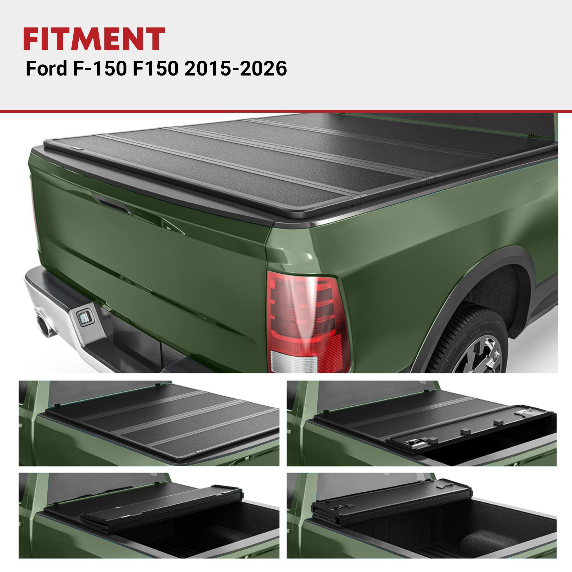 Side view of Hard Quad Fold Tonneau Cover for 2015-2026 Ford F-150 | 5.5ft Bed | YITAMOTOR