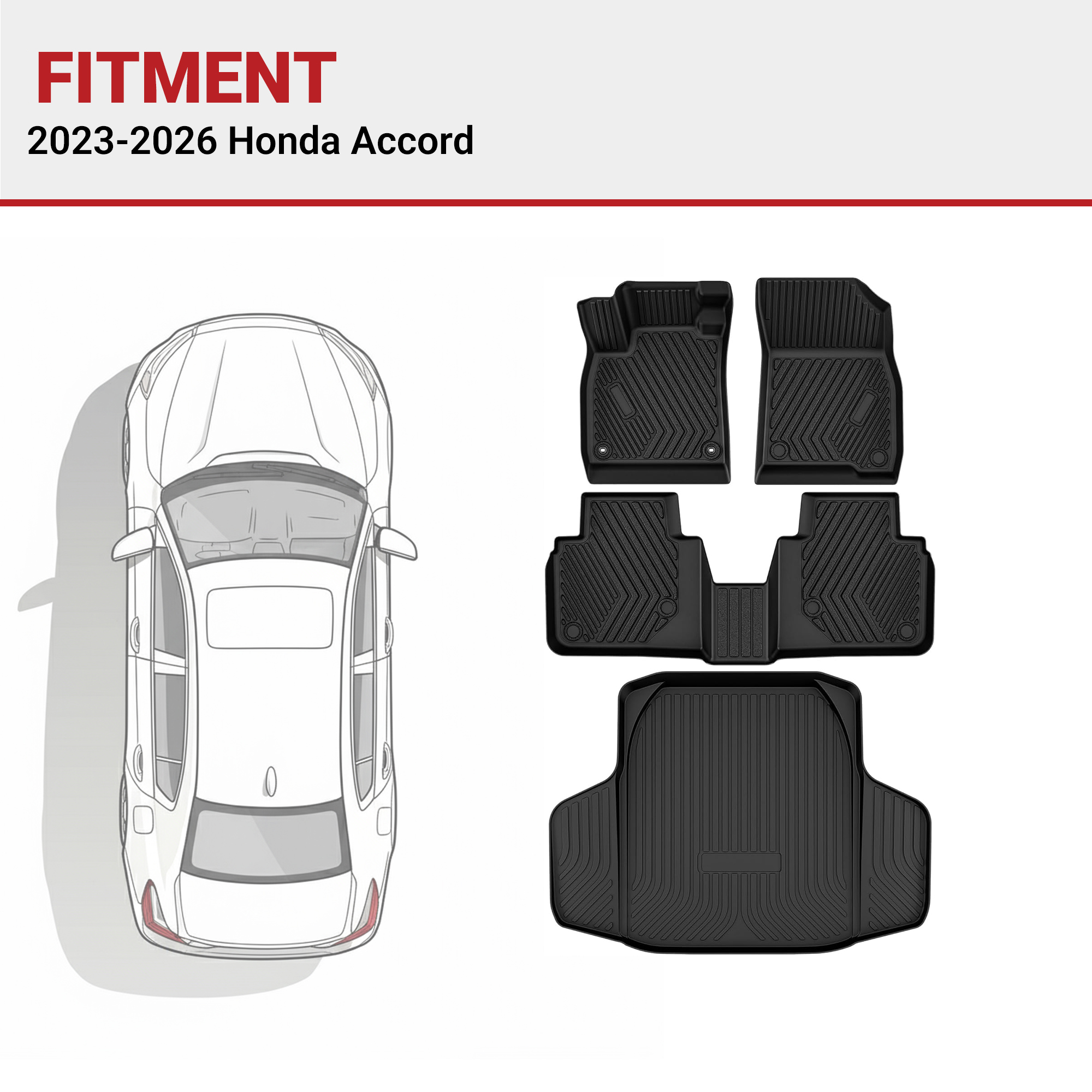 Side view of YITAMOTOR® Black Floor Mats for Honda Accord 2023 2024 2025 2026 & Honda Accord Hybrid 2023 2024 2025 2026