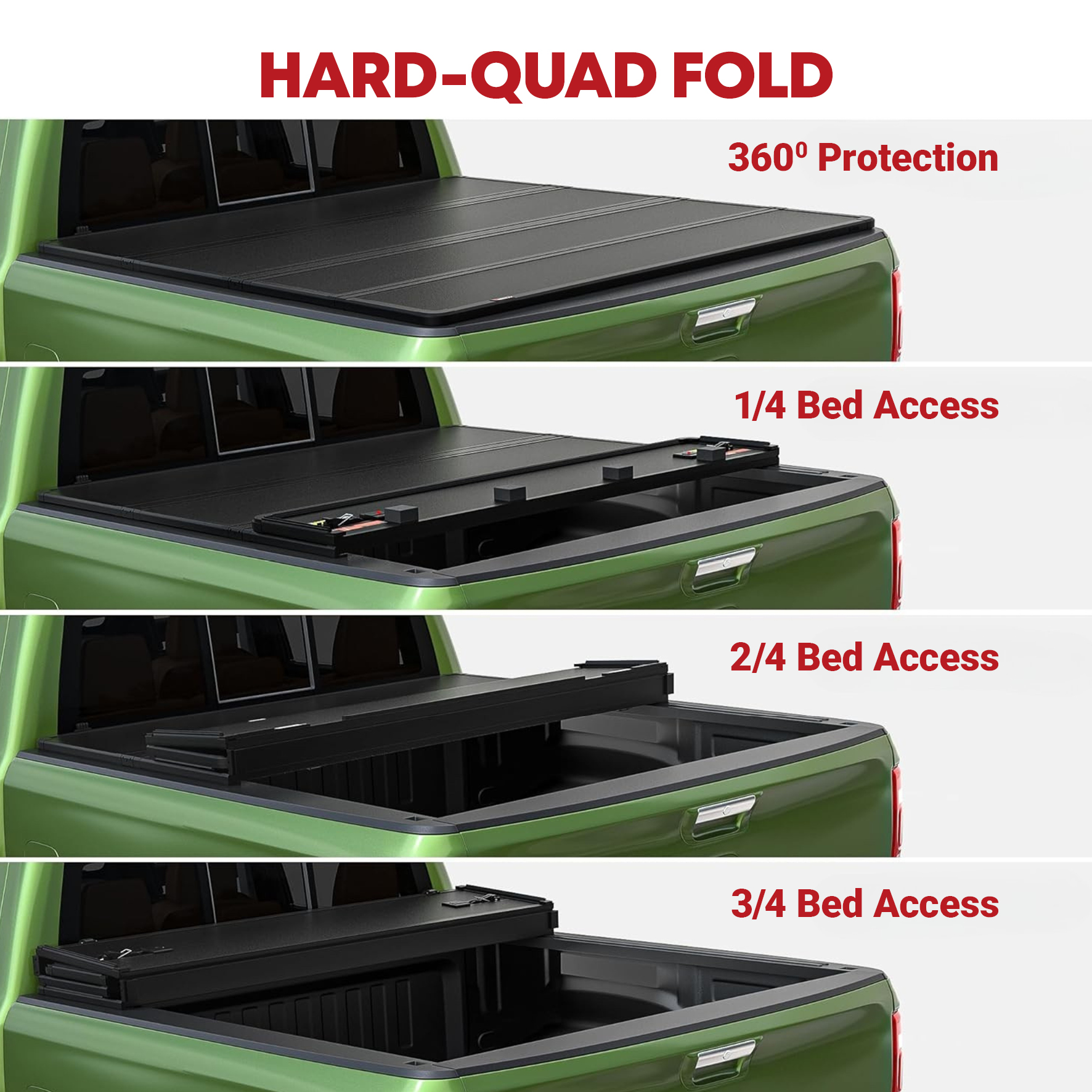 Side view of Hard Quad Fold Tonneau Cover for 2020-2026 Silverado/Sierra 2500/3500 HD | 6.9ft Bed | YITAMOTOR