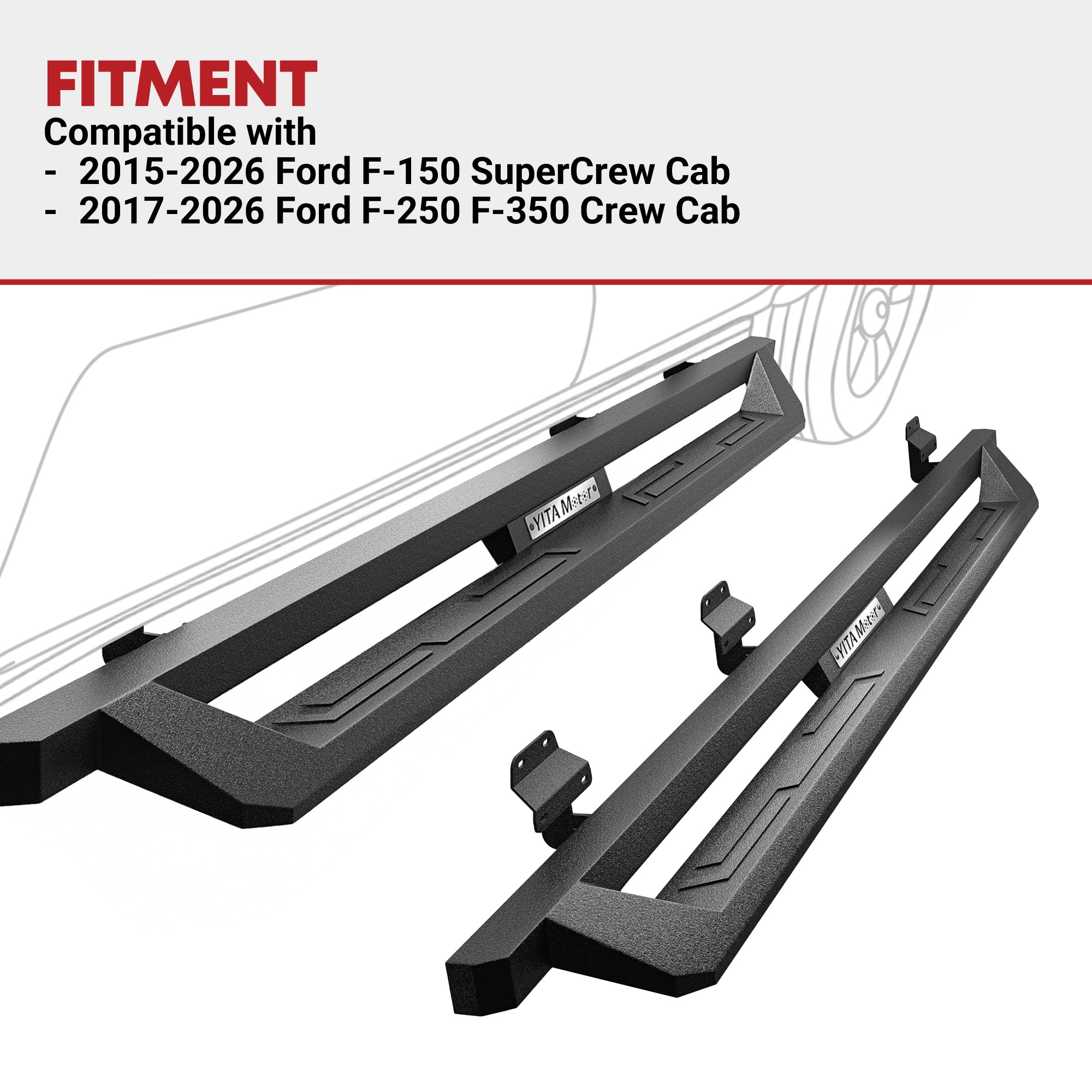 YITAMOTOR® Running Board for 2015-2026 Ford F-150 Super Crew Cab