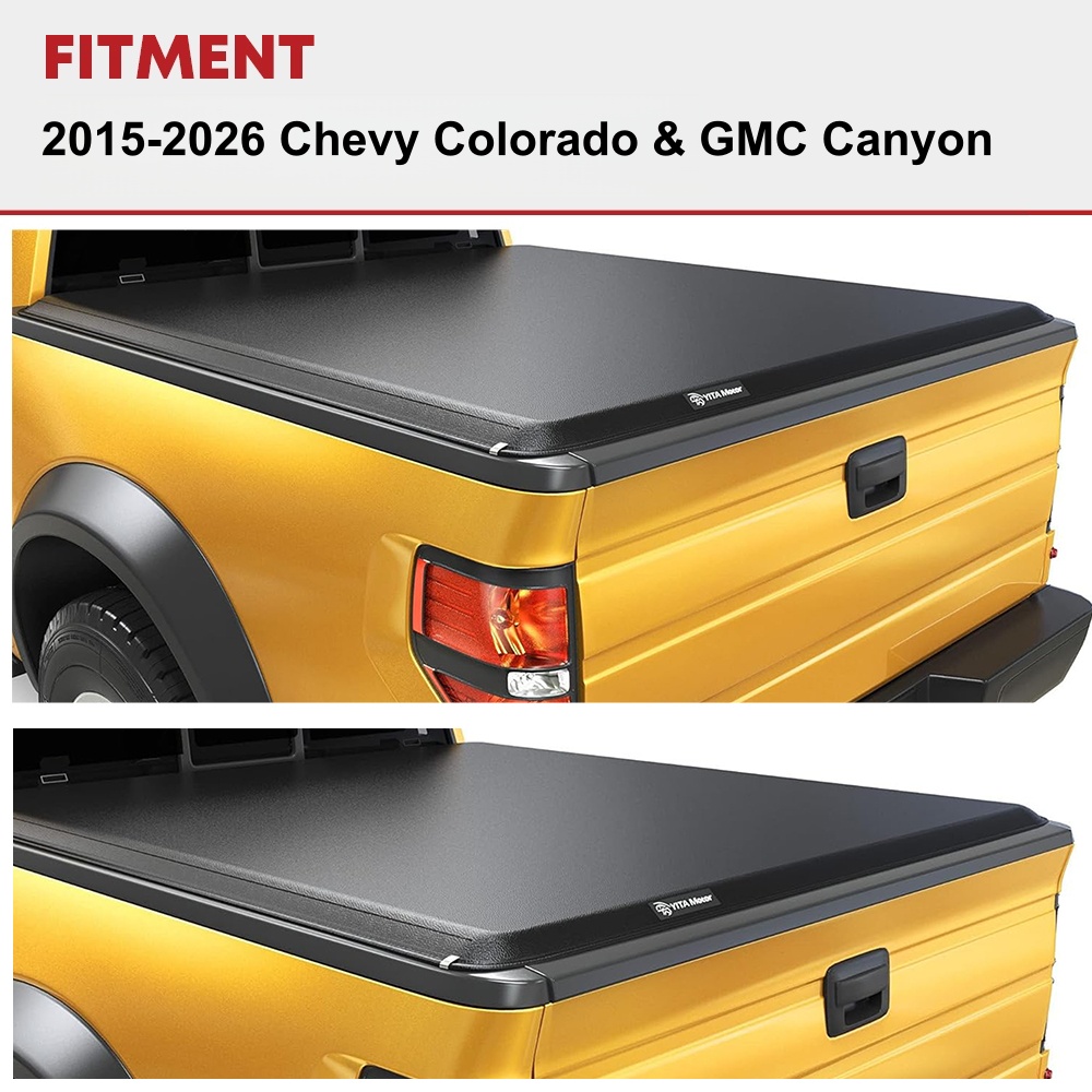Side view of YITAMOTOR® 2015-2026 Chevy Colorado/GMC Canyon, Fleetside 5.2 ft Bed Soft Roll Up Truck Bed Tonneau Cover