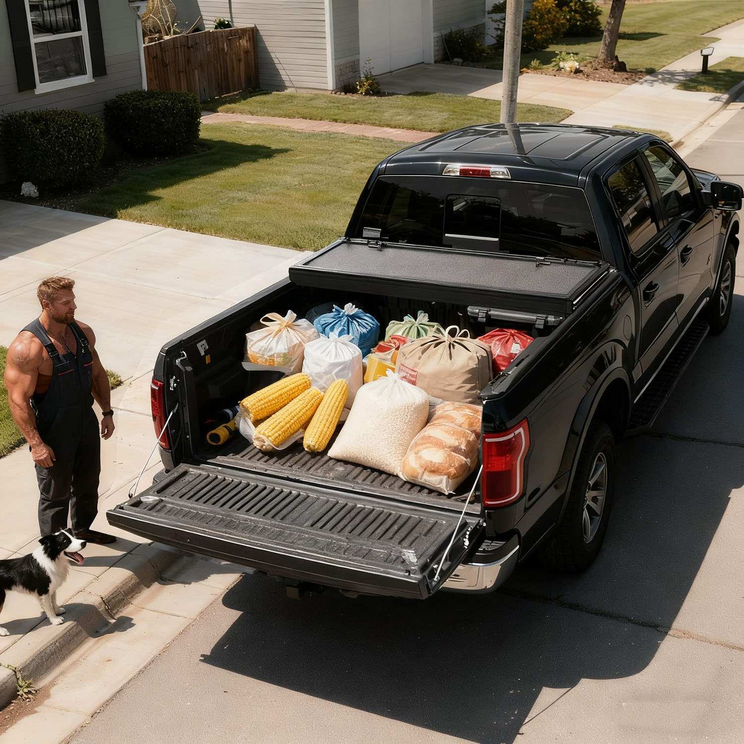 Side view of OEDRO Low-Profile Hard Tri-Fold Tonneau Cover Compatible with 2015-2026 Chevy Colorado/GMC Canyon 5.2ft Bed, One-Handed Quick Release, Drainage Design