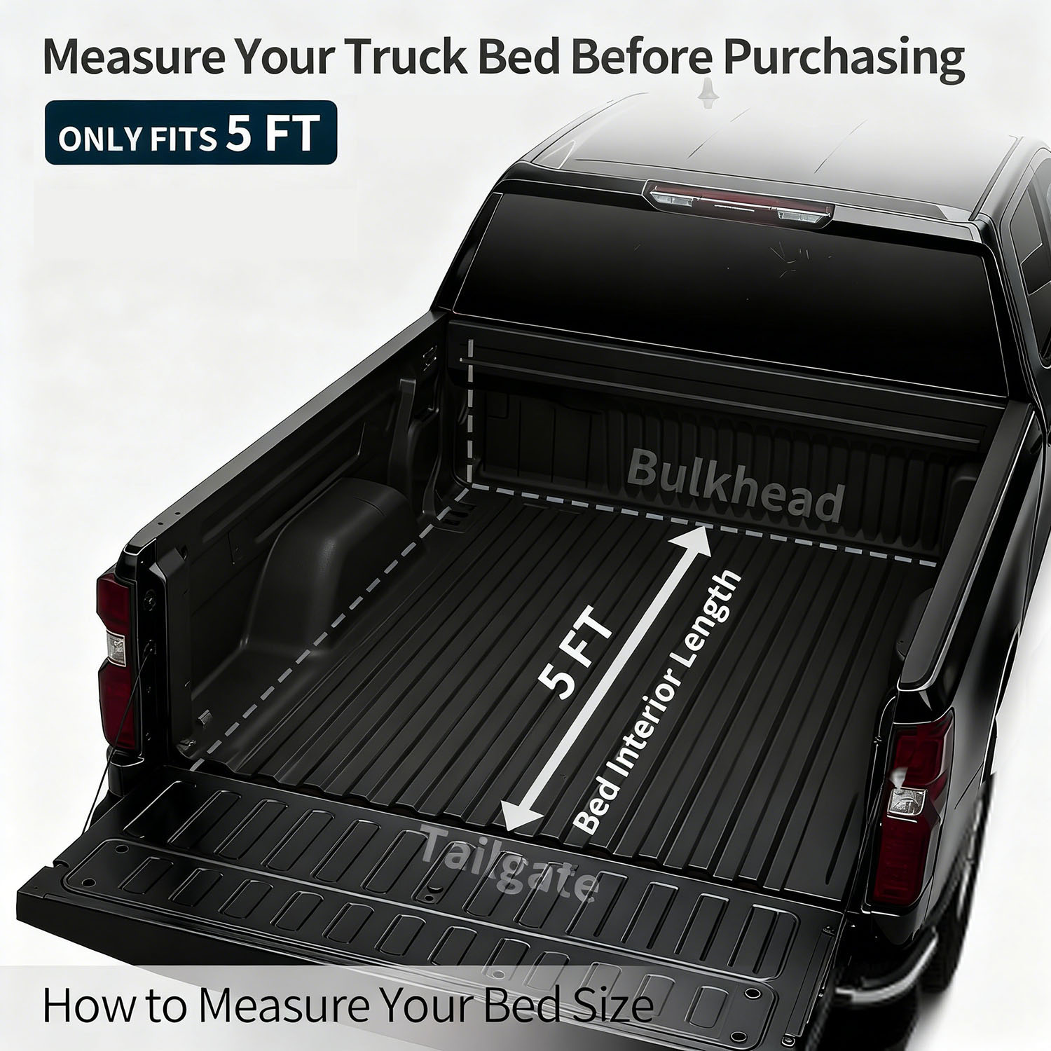 Side view of OEDRO Low-Profile Hard Tri-Fold Tonneau Cover Compatible with Nissan Frontier 2022-2026 (NOT for México) 5ft Bed, One-Handed Quick Release