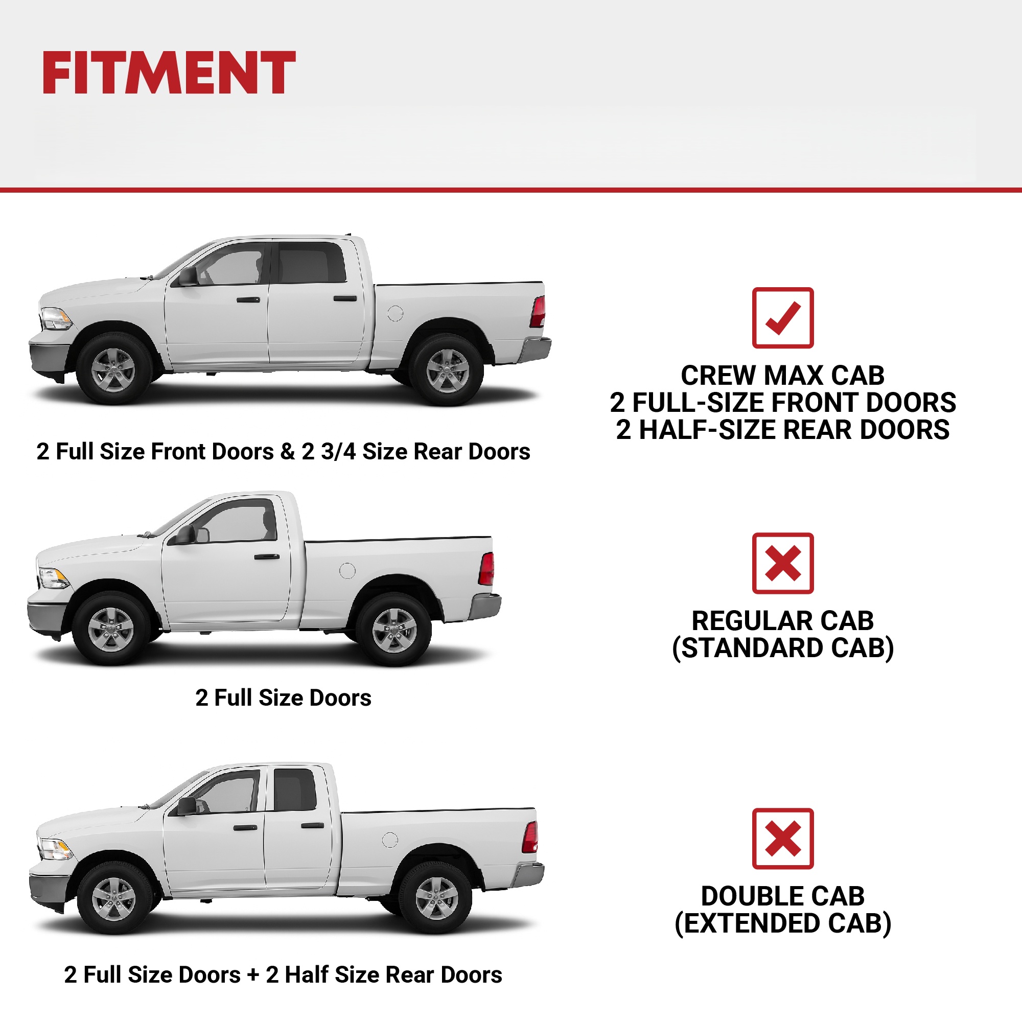Side view of Running Boards Replacement for 2022-2026 Toyota Tundra CrewMax Cab, Carbon Steel Side Steps Nerf Bars Rails (Only for Truck w/ 2X 3/4 Size Rear Doors)