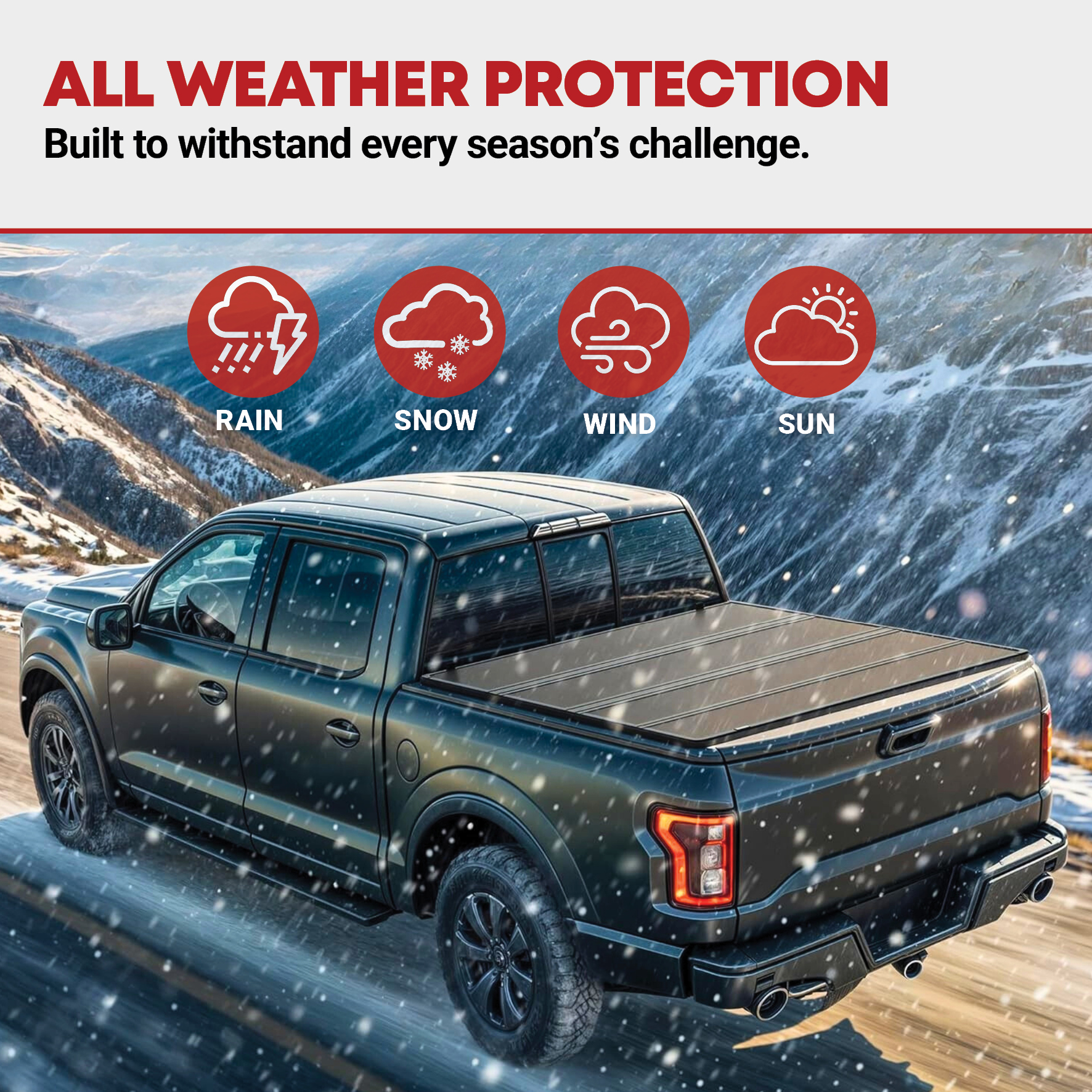 Side view of Hard Quad Fold Tonneau Cover for 2020-2026 Silverado/Sierra 2500/3500 HD | 6.9ft Bed | YITAMOTOR