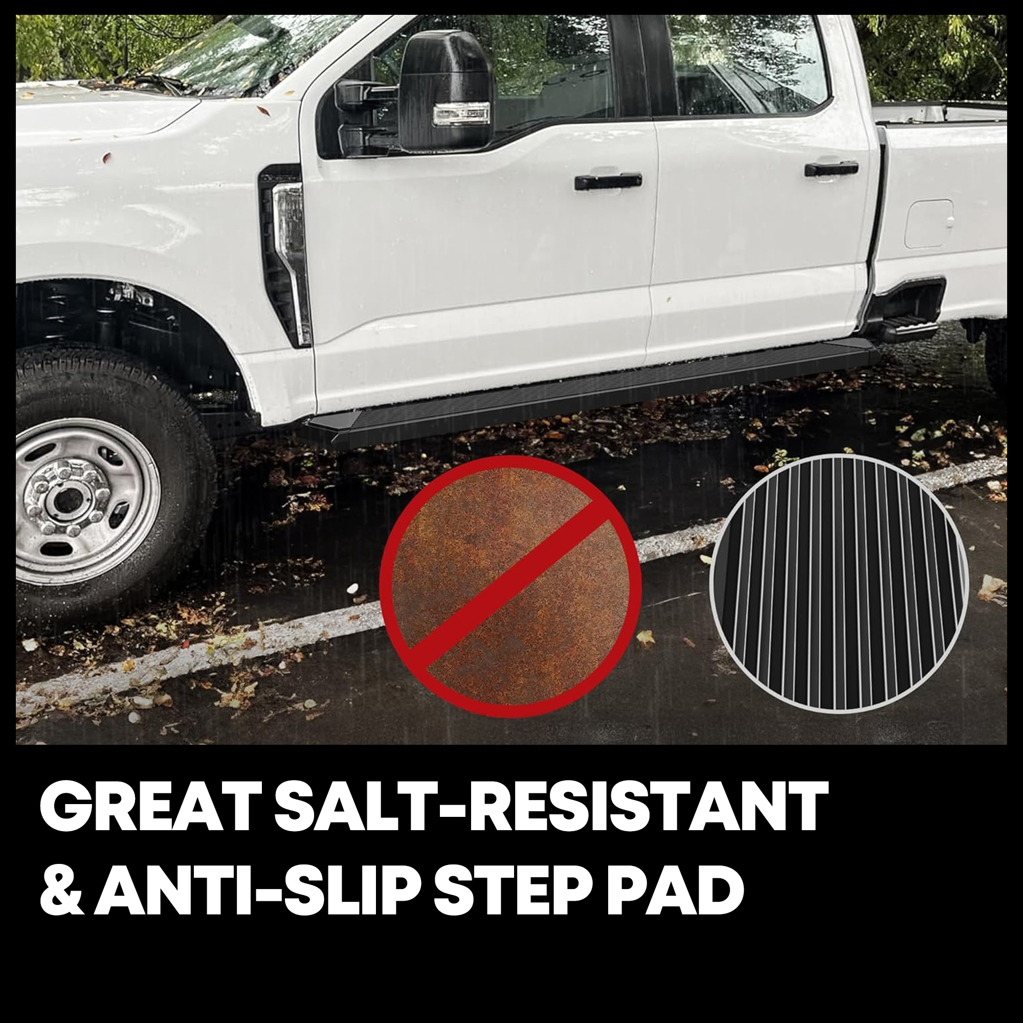 Side view of YITAMOTOR Black Running Boards for 2009-2014 Ford F-150 SuperCrew Cab | Side Steps Nerf Bars