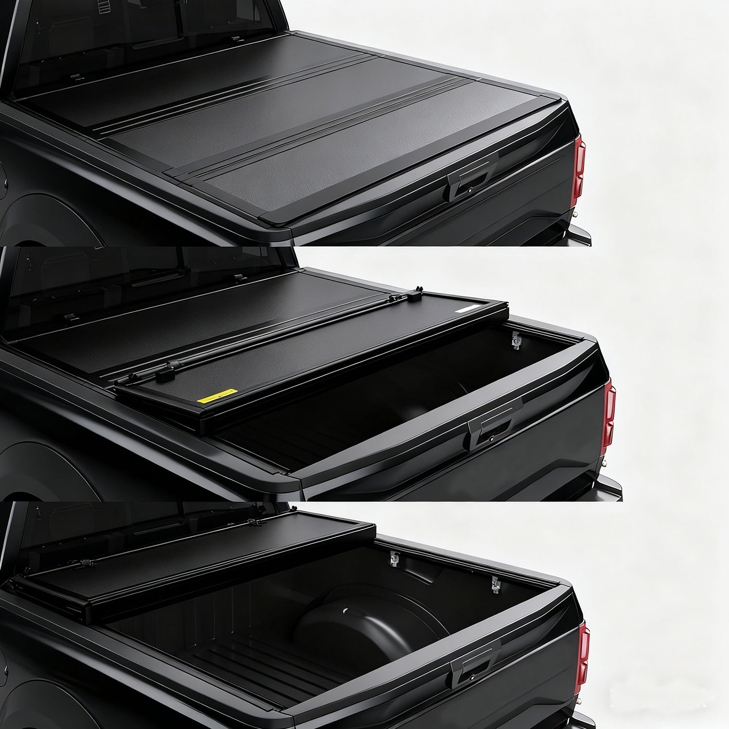 Side view of OEDRO Low-Profile Hard Tri-Fold Tonneau Cover Compatible with Nissan Frontier 2022-2026 (NOT for México) 5ft Bed, One-Handed Quick Release