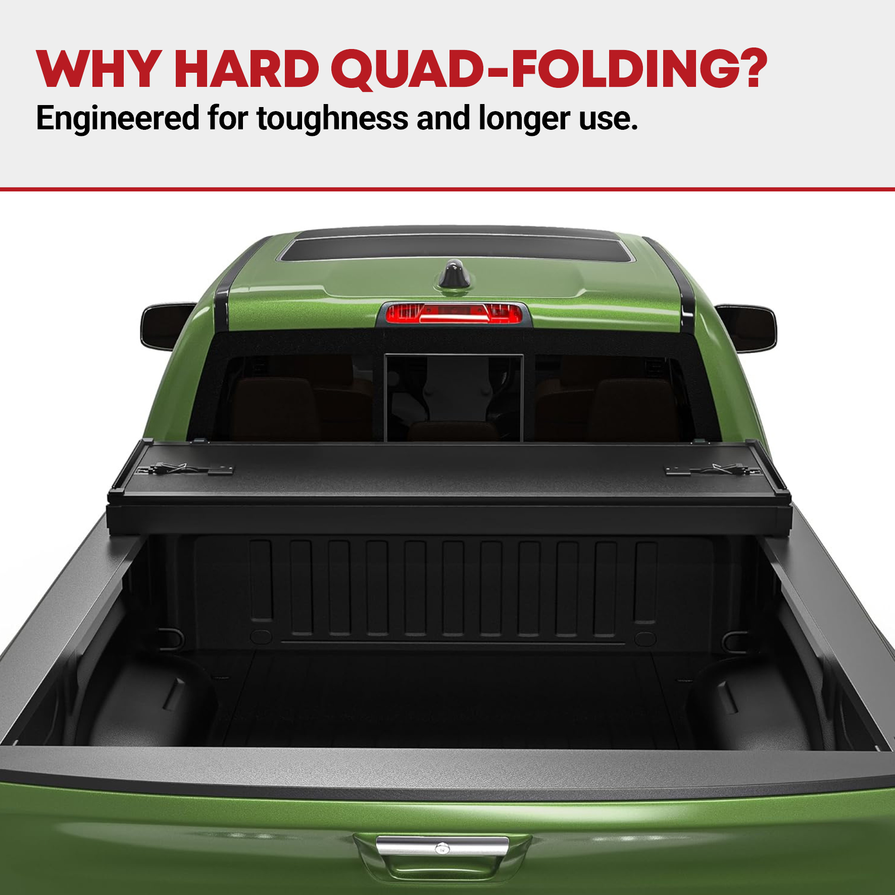 Side view of YITAMOTOR Quad Fold Hard Tonneau Cover for Silverado/Sierra 1500 (2019-2026) – 5.8ft Bed w/o Multi-Flex Tailgate
