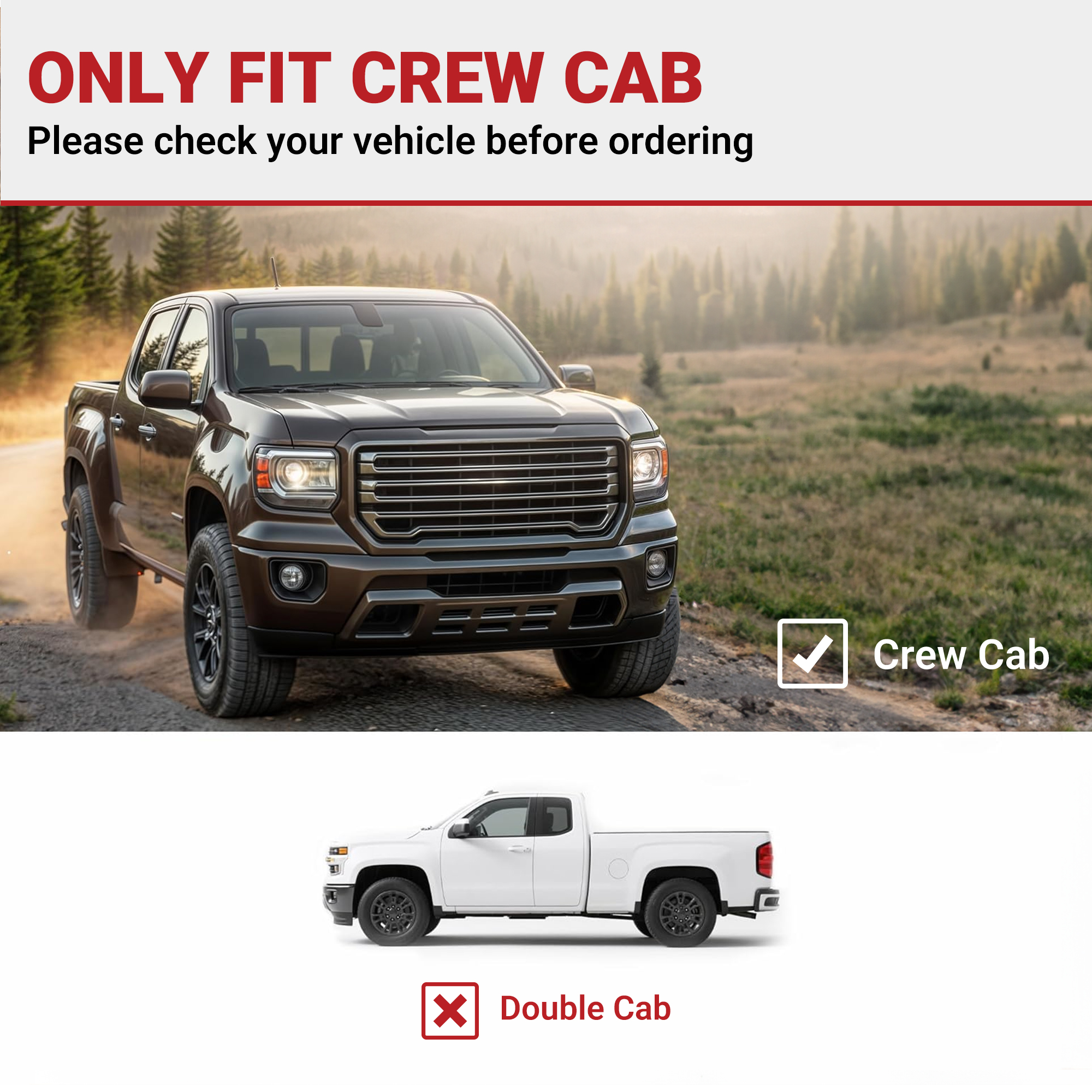Side view of YITAMOTOR 6" Black Running Boards for 2015-2026 Chevy Colorado & GMC Canyon Crew Cab | Side Steps Nerf Bars