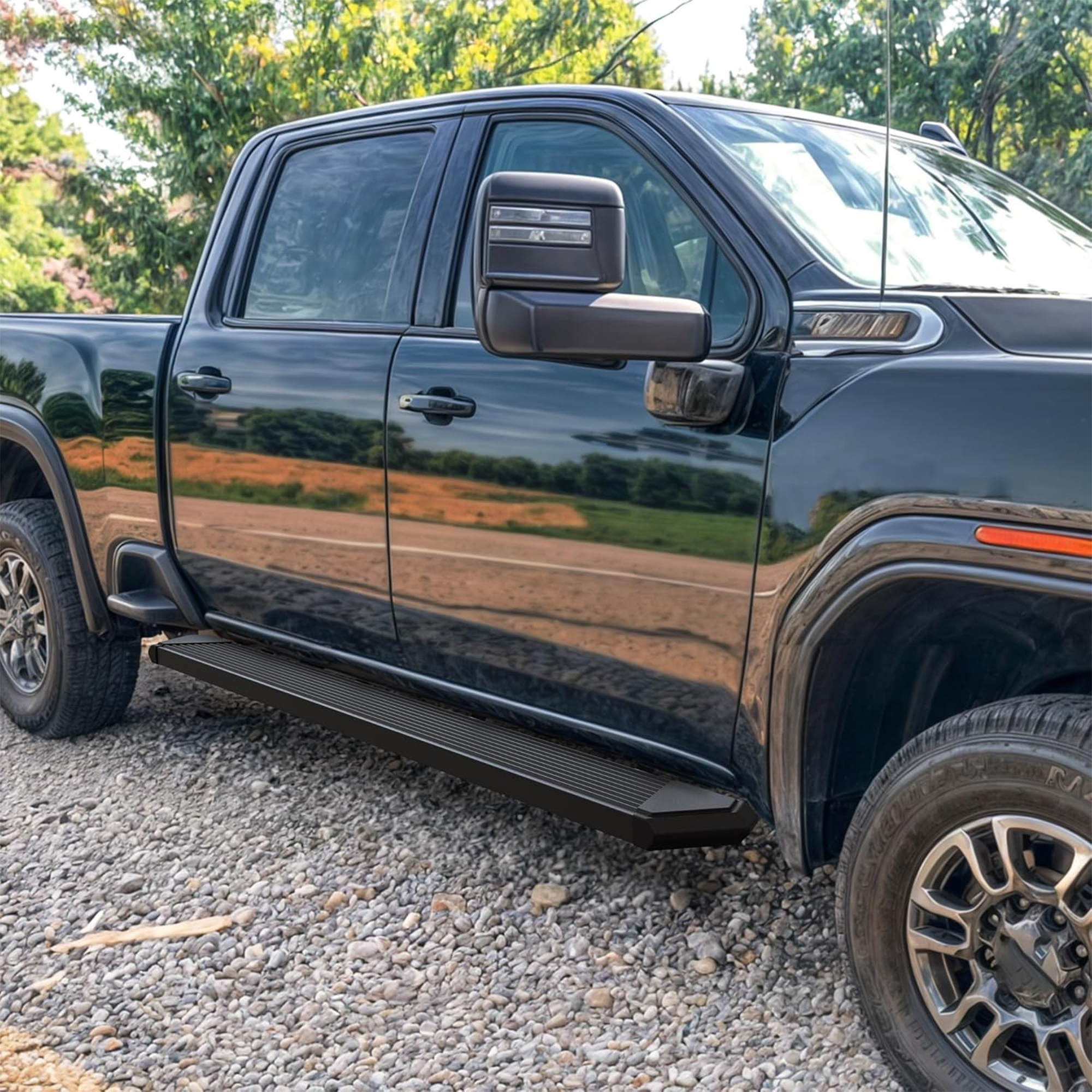 Side view of YITAMOTOR 6.5" Black Running Boards for 2015-2026 Ford F150 & 2017-2026 F250/F350 | Nerf Bars & Side Steps