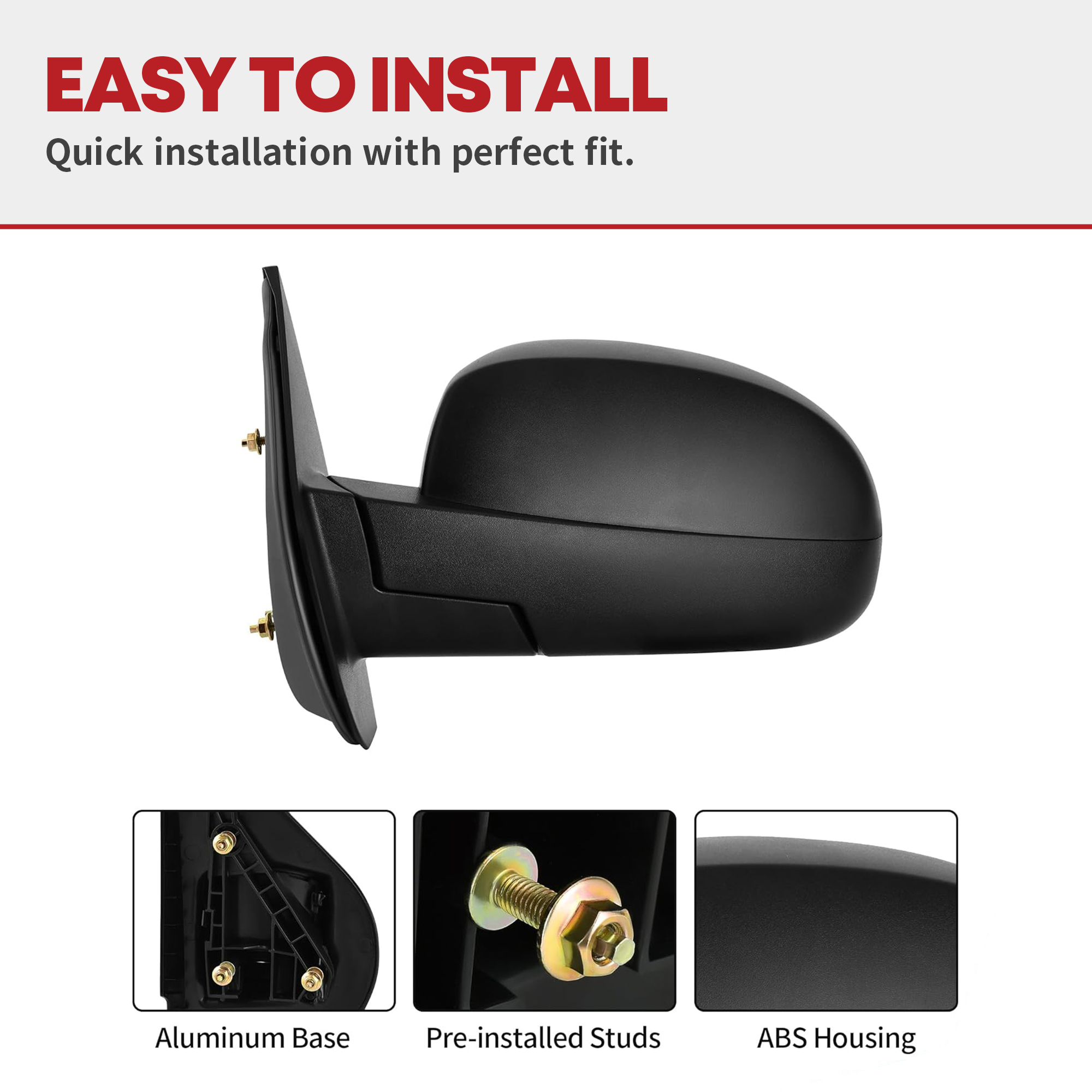 Side view of YITAMOR Manual Towing Mirrors - 2007-2014 Silverado/Sierra 1500-3500 | Left Driver Side, Black