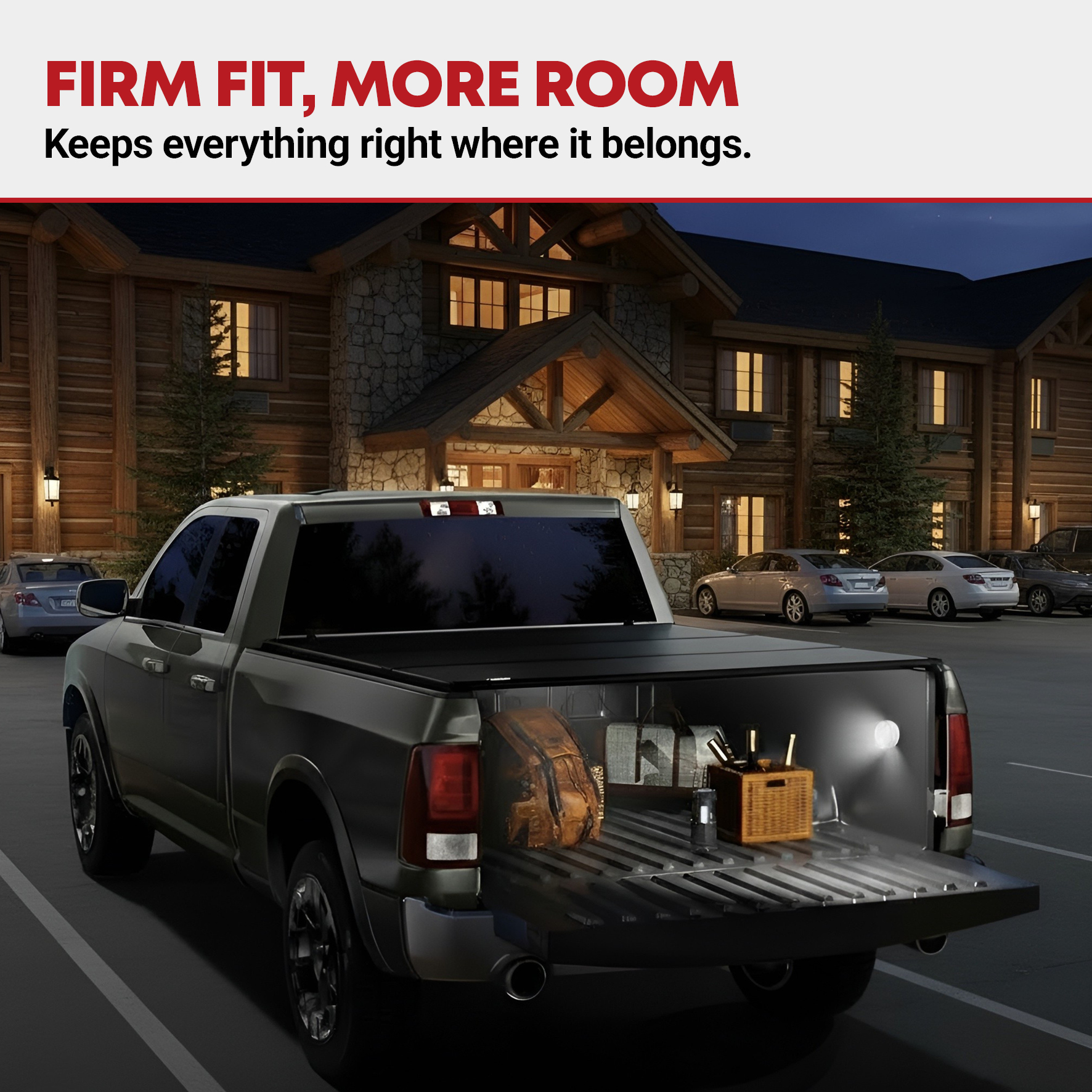 Side view of YITAMOTOR Low-Profile Hard Tri-Fold Tonneau Cover for 2024-2026 Toyota Tacoma 6-Ft Bed | w/ Deck Rail System