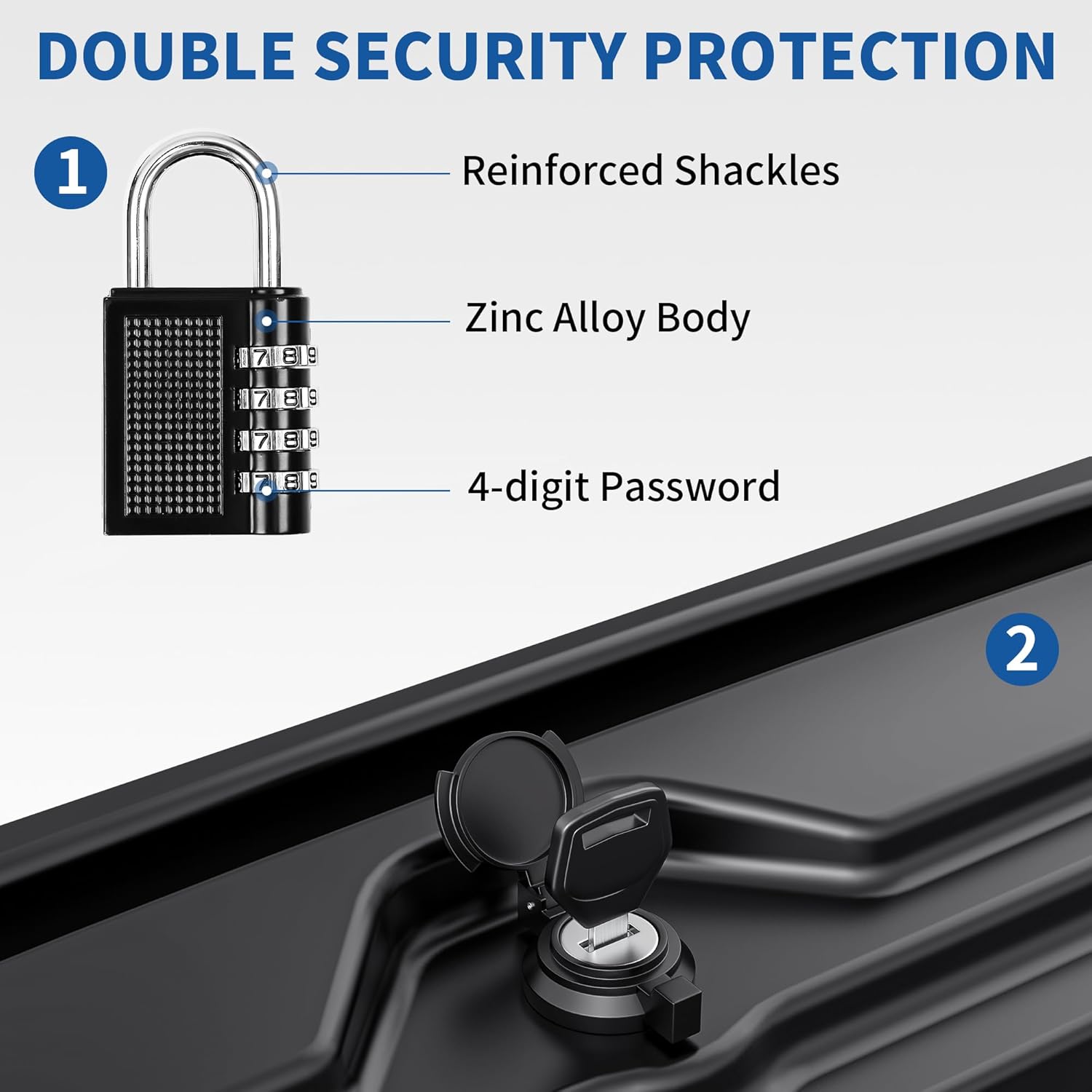 Side view of OEDRO Truck Bed Storage Tool Box Fits 2015-2026 Ford F150 Driver Side, 180 Degree Rotation Rear Tool Boxs with Lockable Lid & Password Padlock, Black
