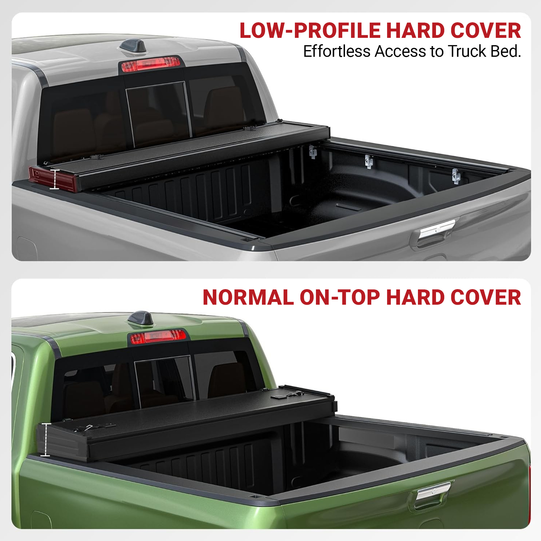 Side view of YITAMOTOR Low-Profile Hard Quad-Fold Tonneau Cover for 2015-2026 Chevy Colorado/GMC Canyon 5.2 ft Bed | Truck Bed Cover