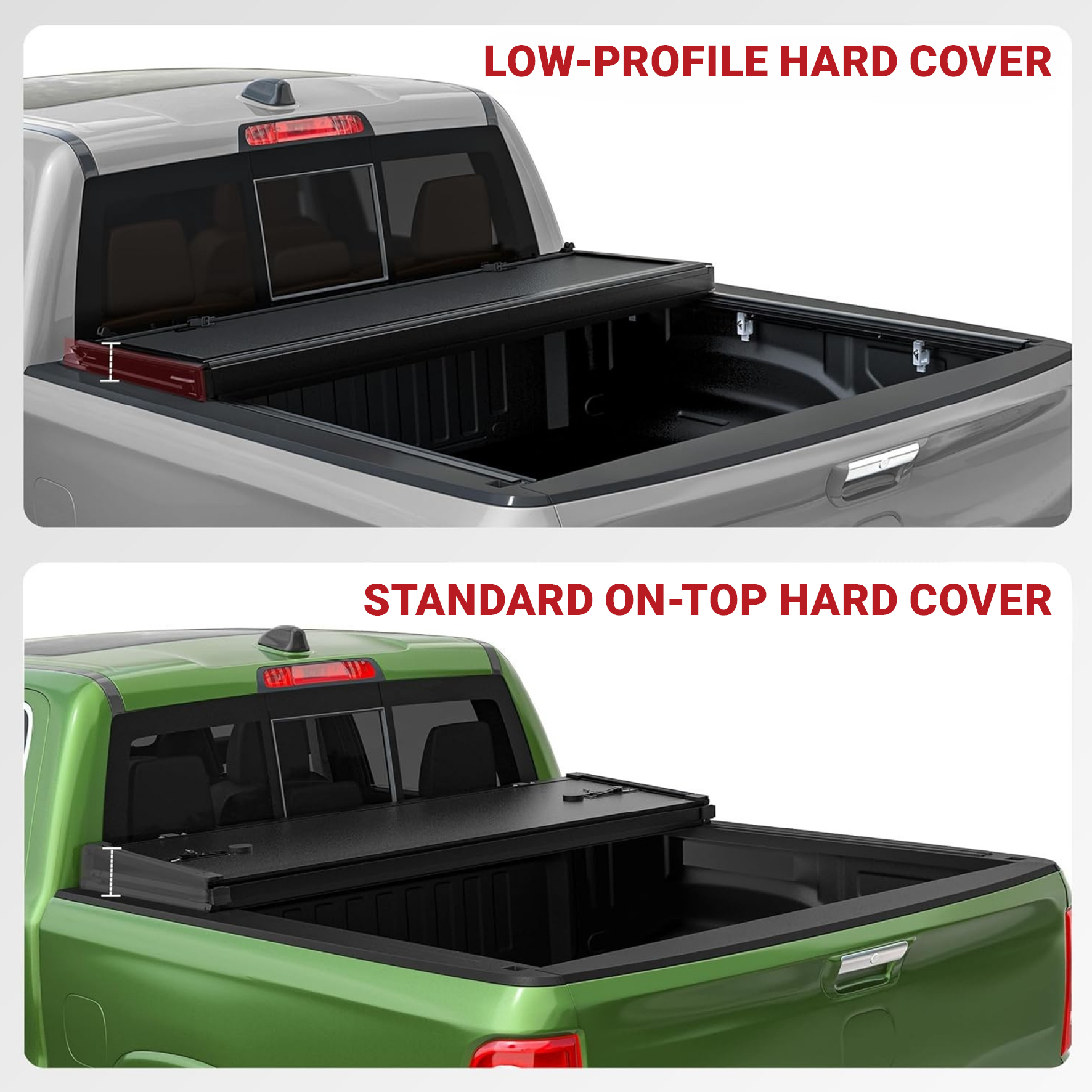Side view of YITAMOTOR Low-Profile Hard Tri-Fold Tonneau Cover for 2019-2026 Ram 1500 New Body 5.7ft Bed (Excl. Rambox)