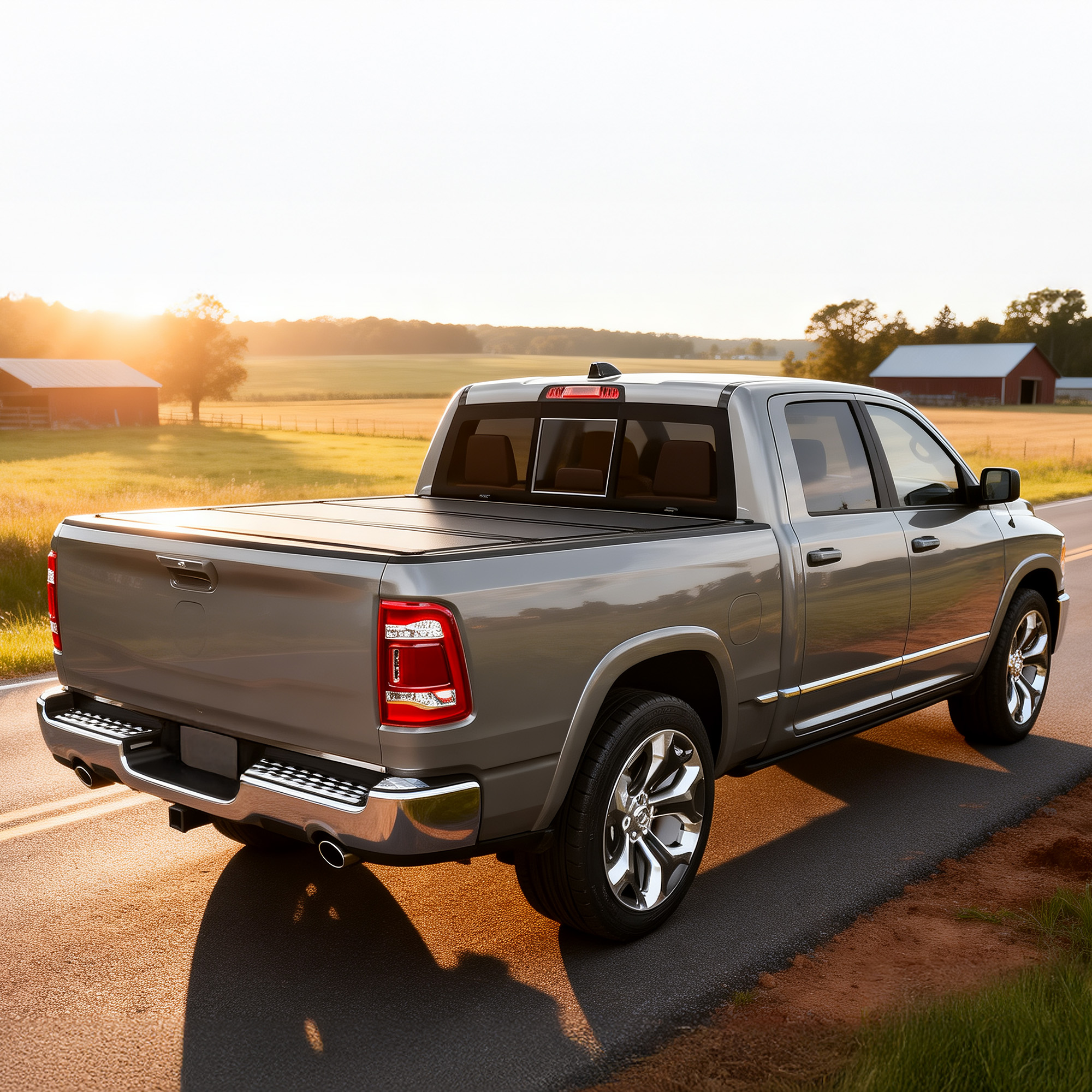 Side view of YITAMOTOR Low-Profile Hard Tri-Fold Tonneau Cover for 2009-2024 Ram 1500 Classic 5.7ft Bed (Without Rambox)