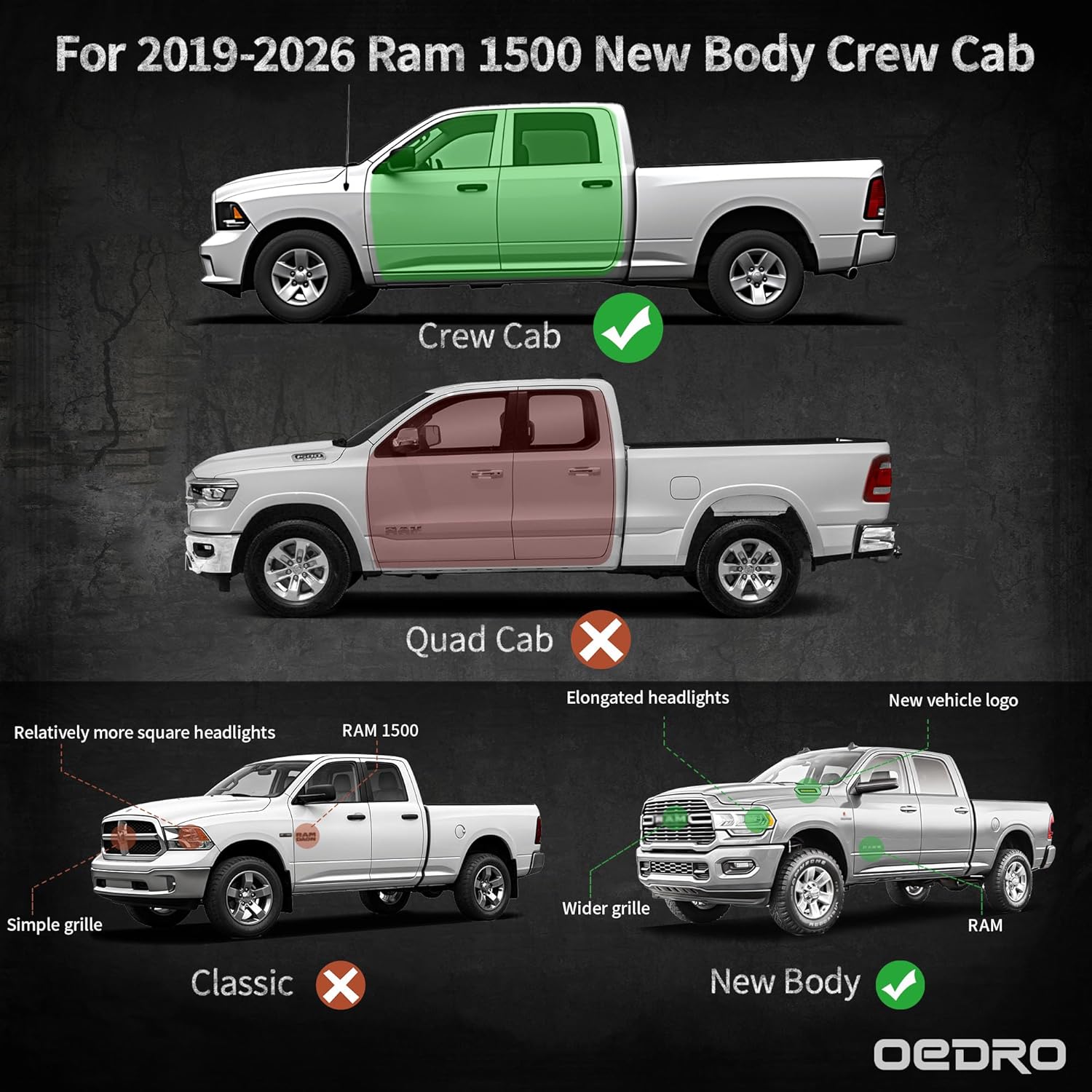 Side view of OEDRO Under Seat Storage fits 2019-2026 Dodge Ram 1500 Crew Cab New Body Style (Not for Classic), Upgraded Rear Underseat Storage Truck Organizer