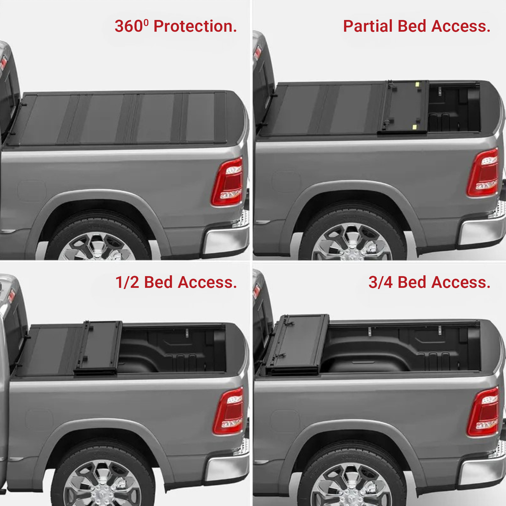 Side view of YITAMOTOR Low-Profile Hard Quad-Fold Tonneau Cover for 2019-2026 Chevy Silverado GMC Sierra 1500 5.8 ft Bed (No Multi-Flex Tailgate) | Truck Bed Cover
