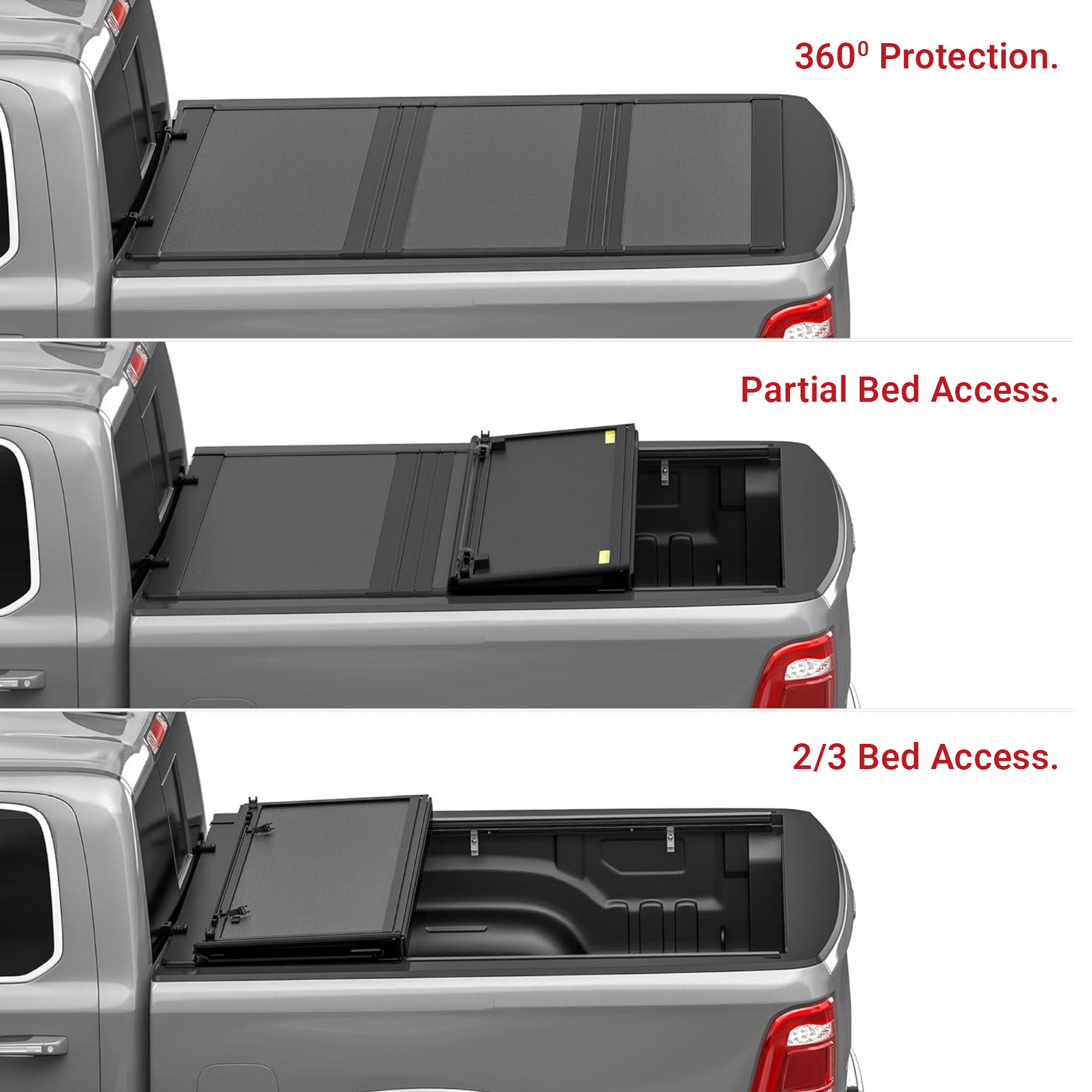 Side view of YITAMOTOR Low-Profile Hard Tri-Fold Tonneau Cover for 2019-2026 Chevy Silverado GMC Sierra 1500 New Body 6.6ft Bed