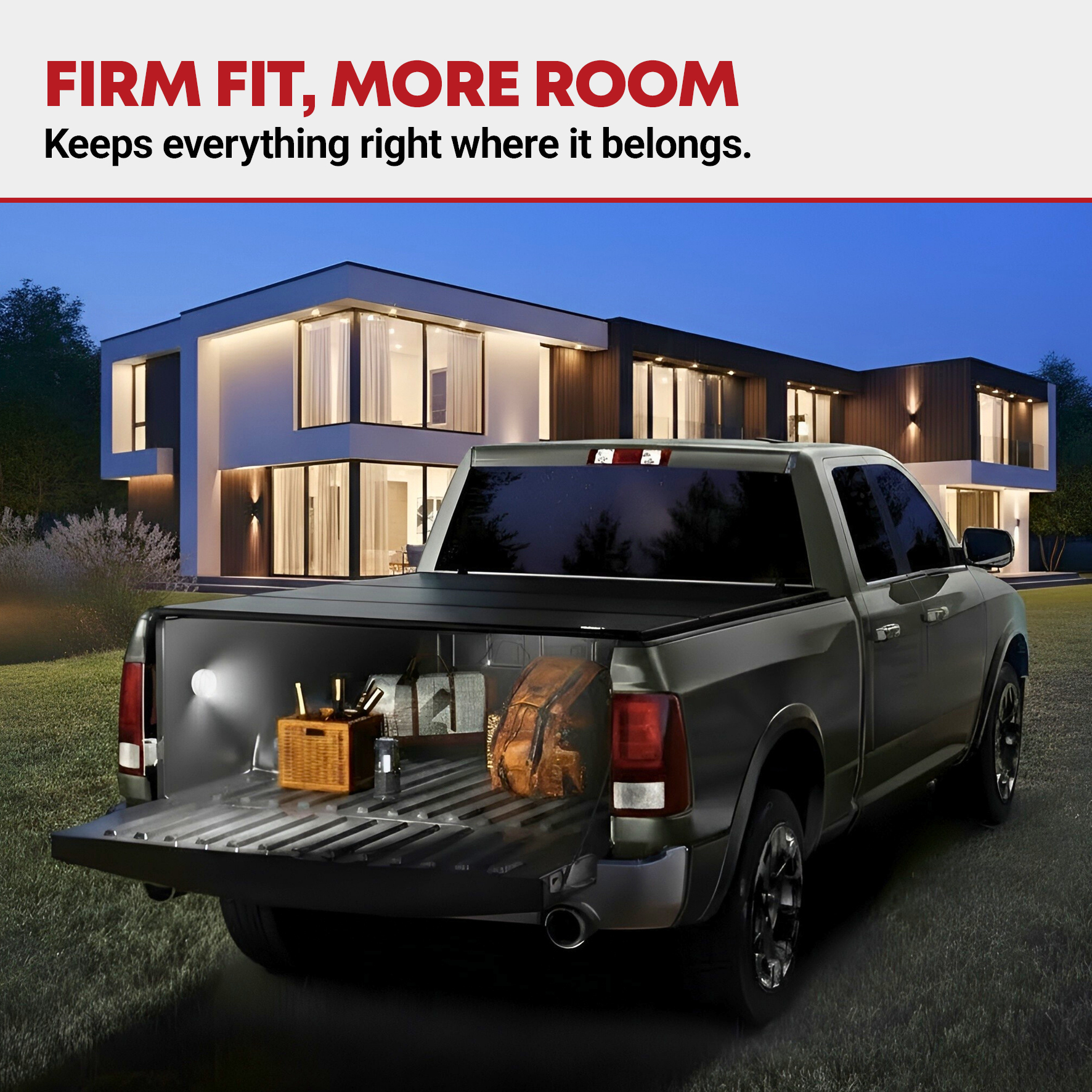Side view of YITAMOTOR Low-Profile Hard Tri-Fold Tonneau Cover for 2024-2026 Toyota Tacoma 5-Ft Bed | (Excludes Trail Edition)