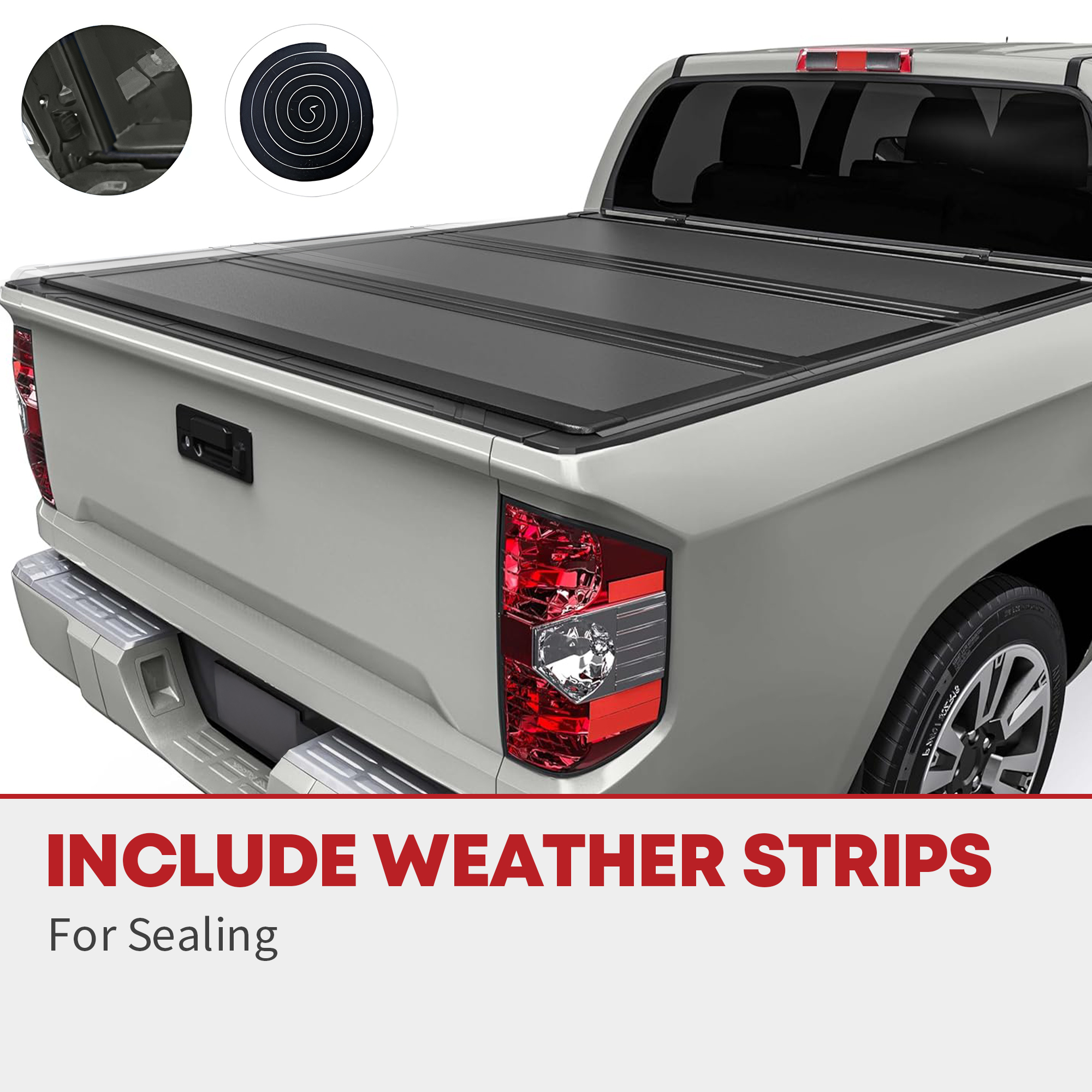 Side view of YITAMOTOR Low-Profile Hard Tri-Fold Tonneau Cover for 2022-2026 Toyota Tundra 5.5ft Bed w/ Deck Rail (Excl. Trail Edition)