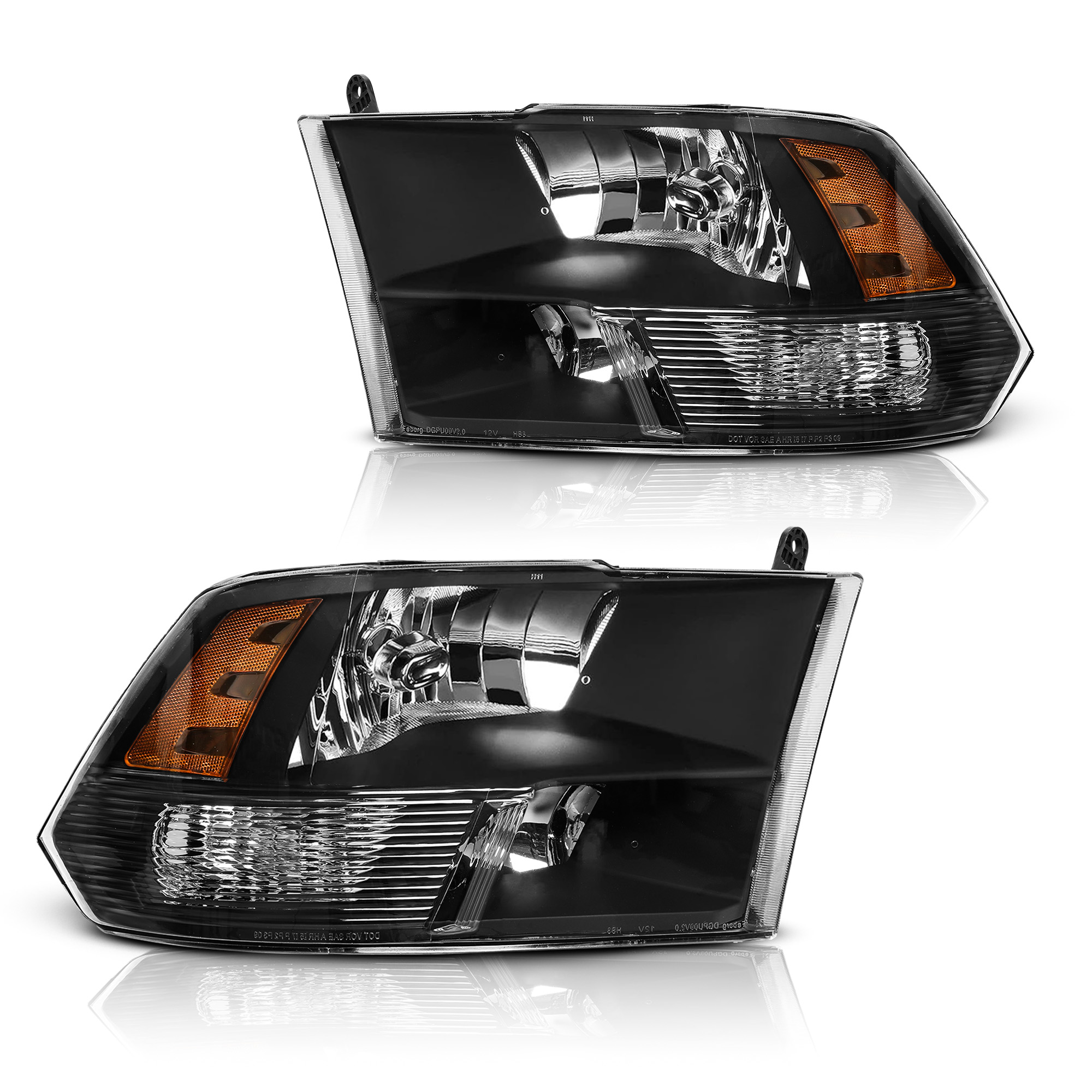 YITAMOTOR® 2009-2018 Dodge Ram Headlights Assembly Black Quad Headlamps