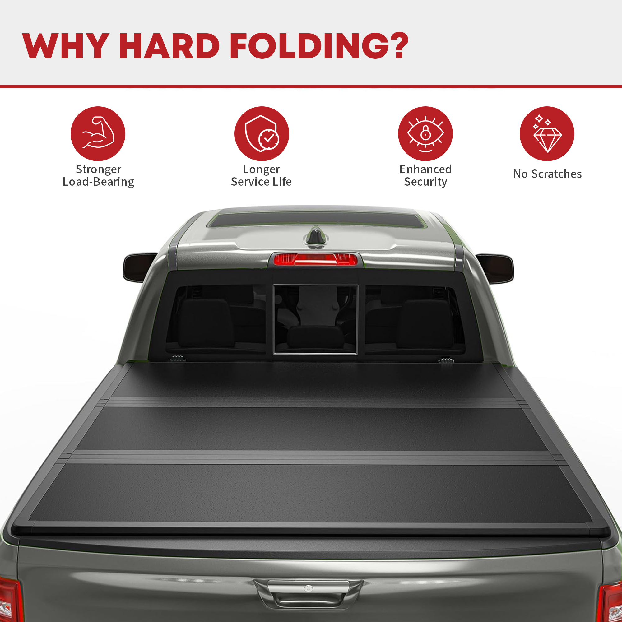 Side view of YITAMOTOR Low-Profile Hard Tri-Fold Tonneau Cover for 2022-2026 Toyota Tundra 5.5ft Bed w/ Deck Rail (Excl. Trail Edition)