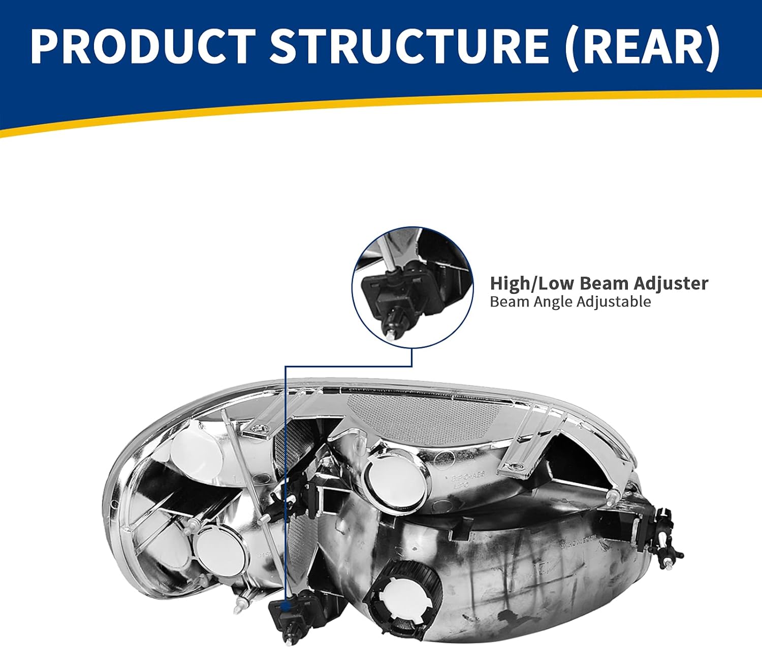 Side view of YITAMOTOR OE Style Headlight Assembly for 1995-2001 Ford Explorer / 1997 Mercury Mountaineer | Chrome Housing, Corner Lights