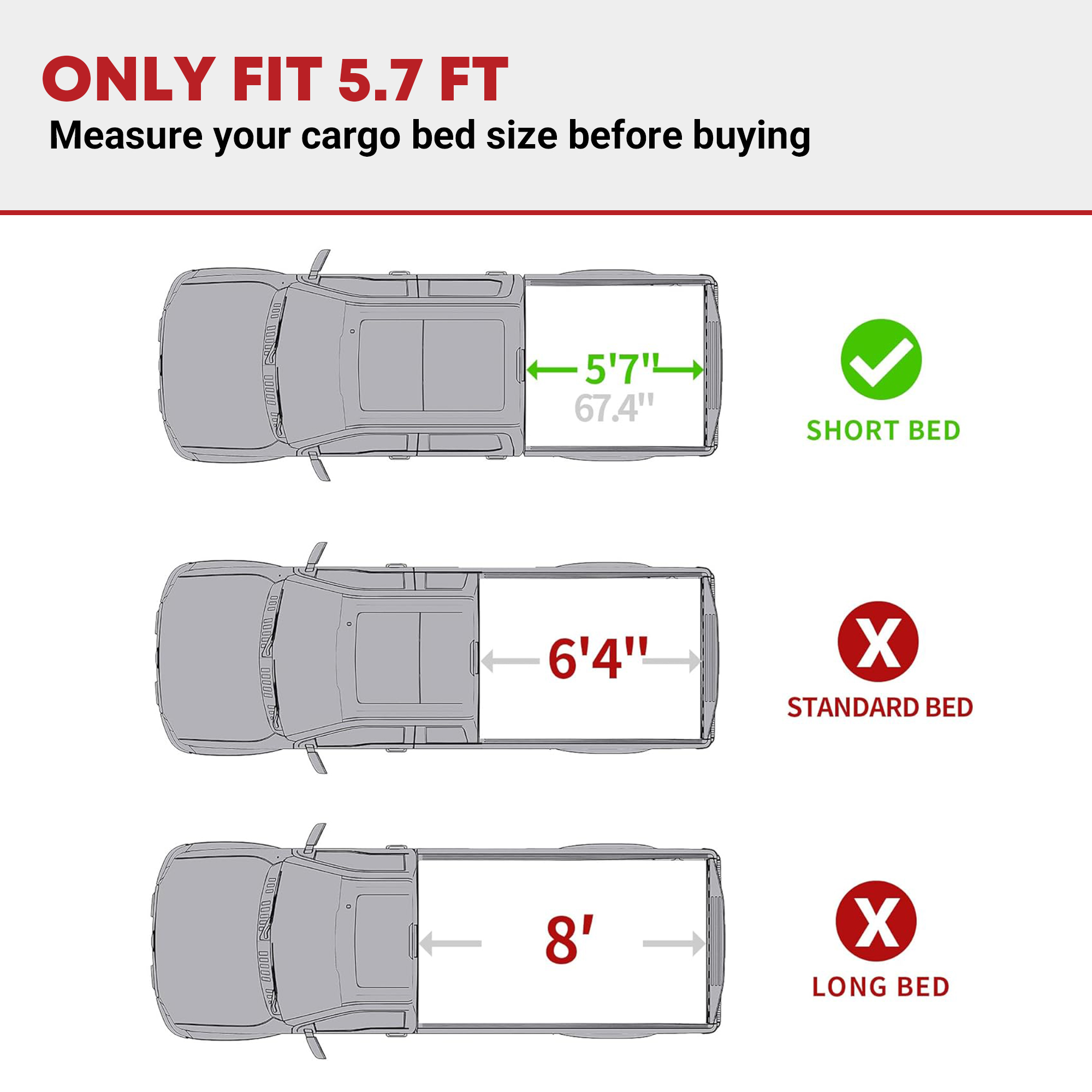 Side view of YITAMOTOR Low-Profile Hard Tri-Fold Tonneau Cover for 2009-2024 Ram 1500 Classic 5.7ft Bed (Without Rambox)