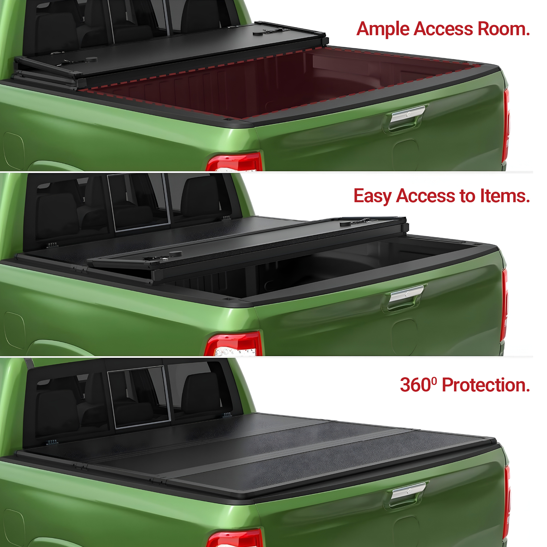 Side view of Hard Tri-fold Tonneau Cover for Honda Ridgeline 2017–2026 | YITAMOTOR 5ft Bed