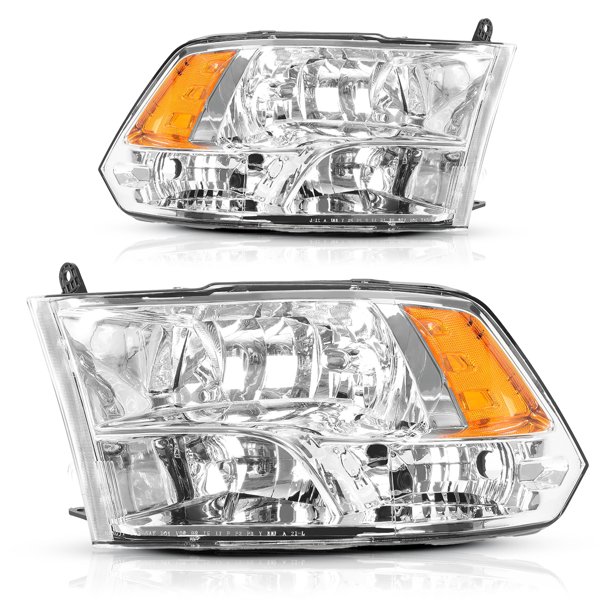 YITAMOTOR® Headlights for 2009-2018 Dodge Ram 1500 2500 3500 Quad Headlamp Assembly Pair
