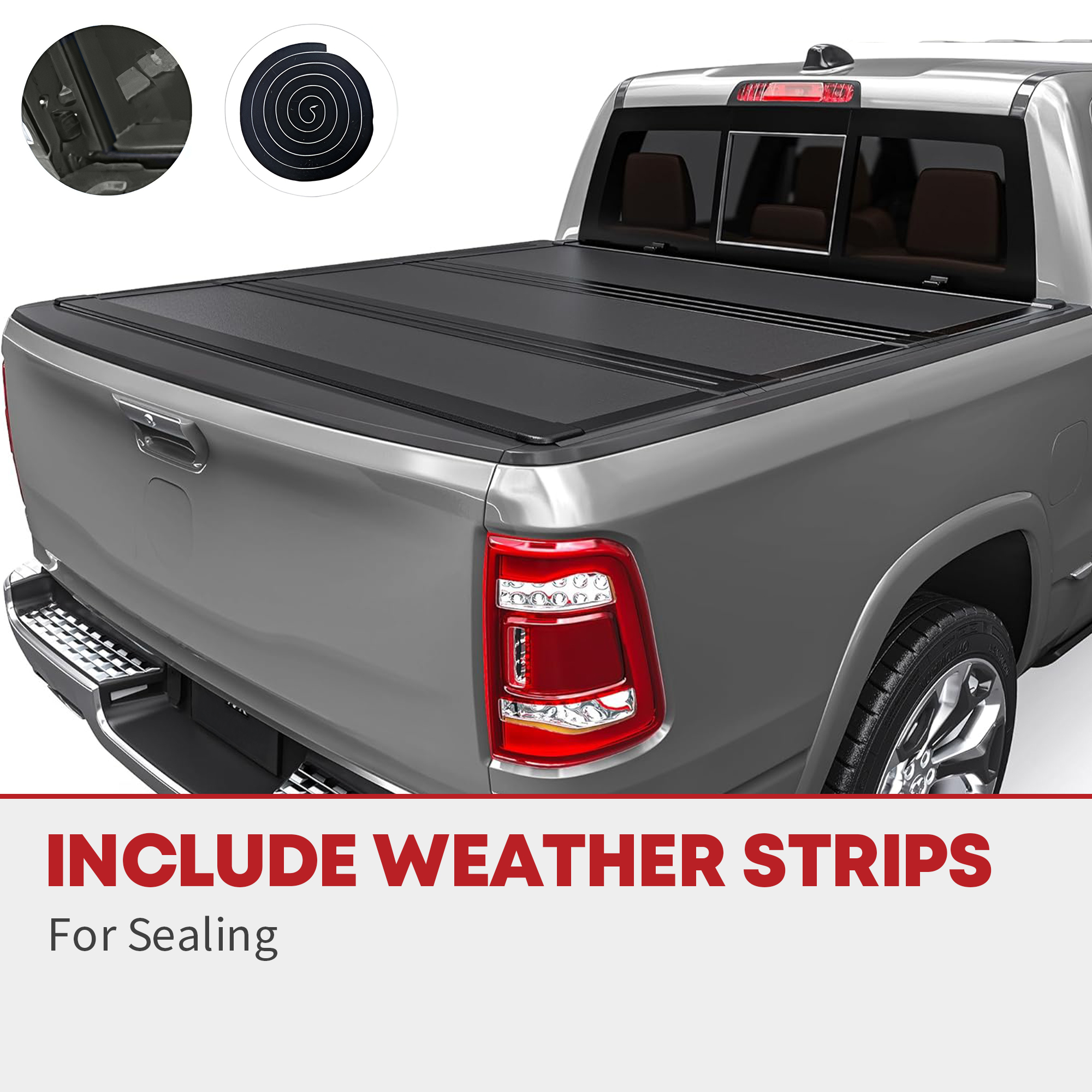 Side view of YITAMOTOR Low-Profile Hard Tri-Fold Tonneau Cover for 2009-2024 Ram 1500 Classic 5.7ft Bed (Without Rambox)
