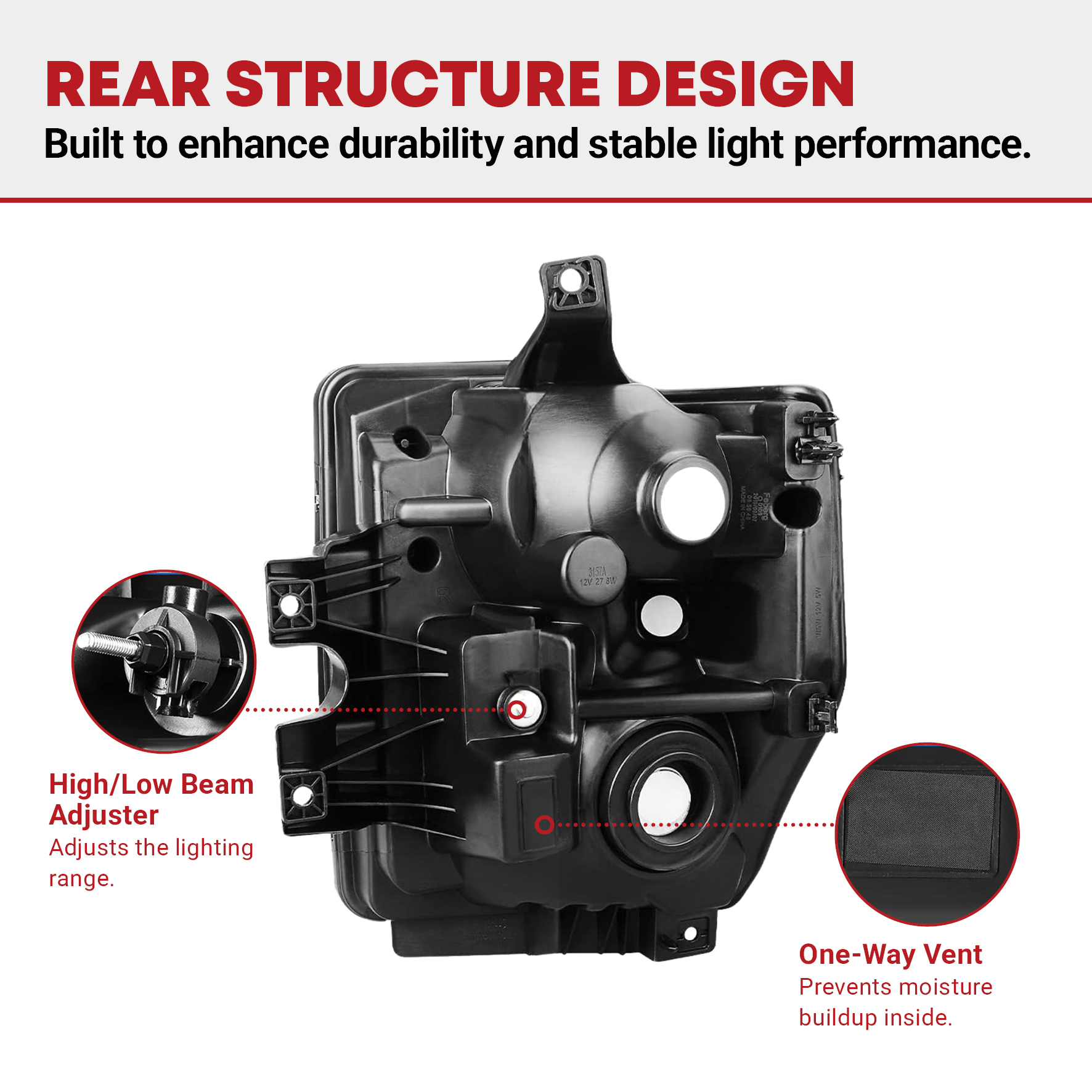Side view of YITAMOTOR® 2008-2010 Ford F-250 F-350 F-450 F-550 Super Duty Headlights Assembly Chrome Housing
