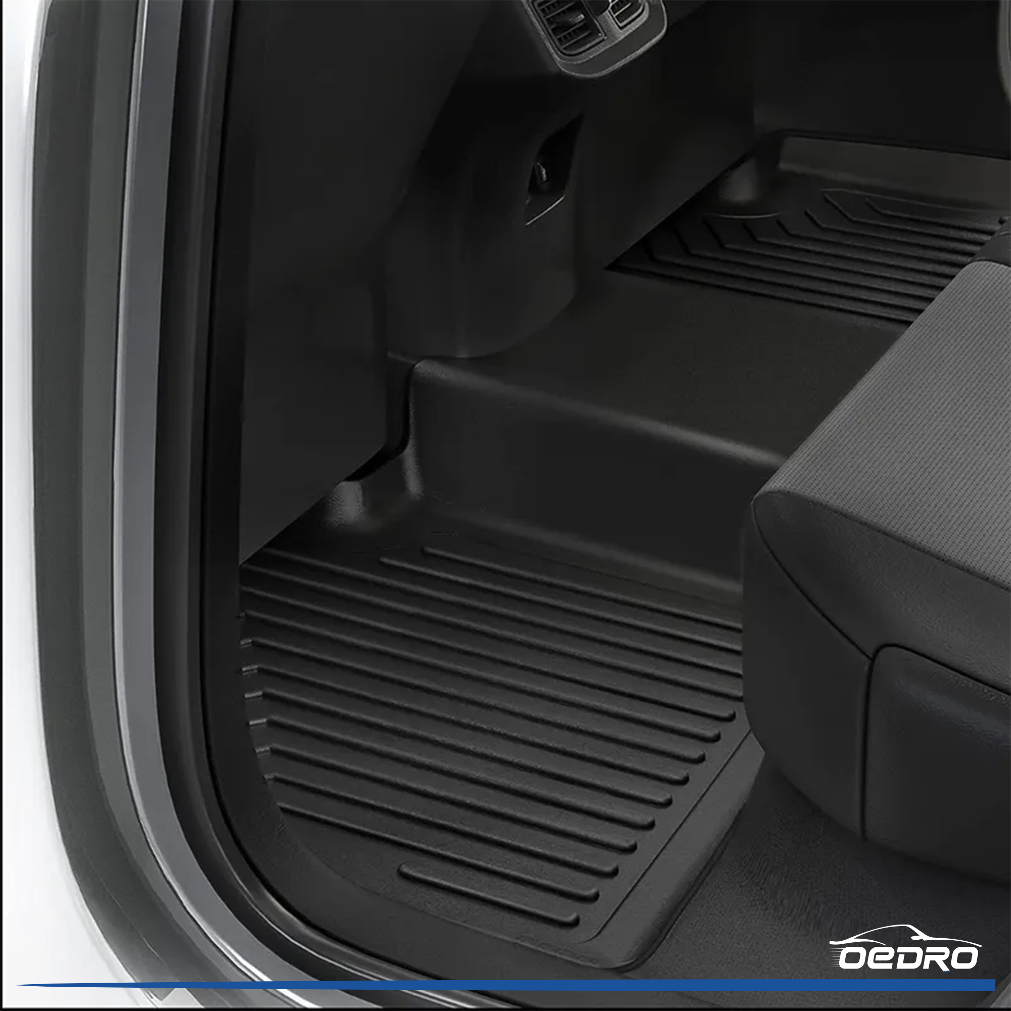 Side view of OEDRO Floor Mats for 2021-2023 Hyundai Santa Fe 5 Seat, TPE All-Weather Guard Front and Rear Row Full Set Liners
