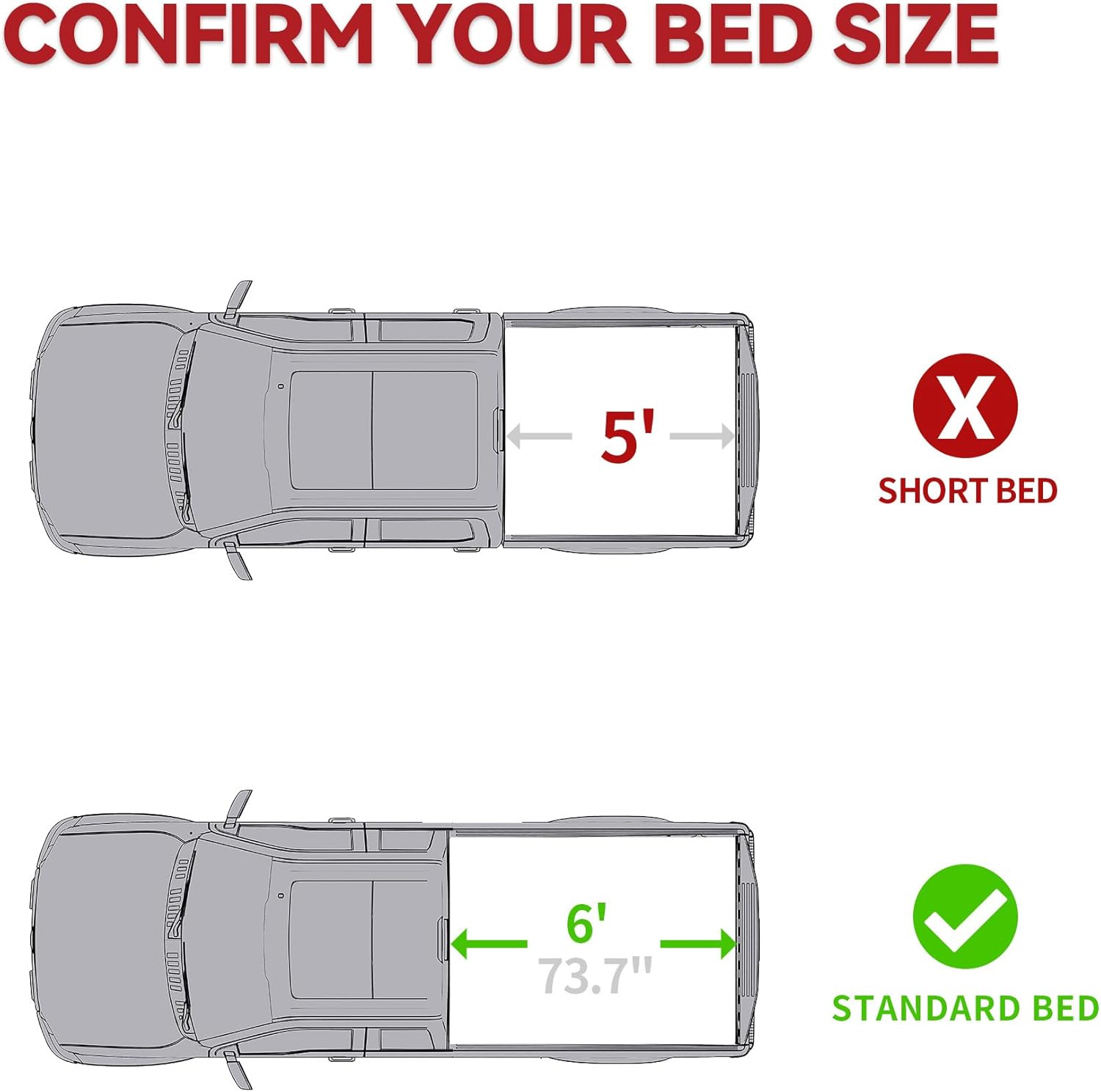 Side view of YITAMOTOR FRP Hard Tri-Fold Tonneau Cover for 2005-2015 Toyota Tacoma 6 ft Bed (Excl. Trail Edition)