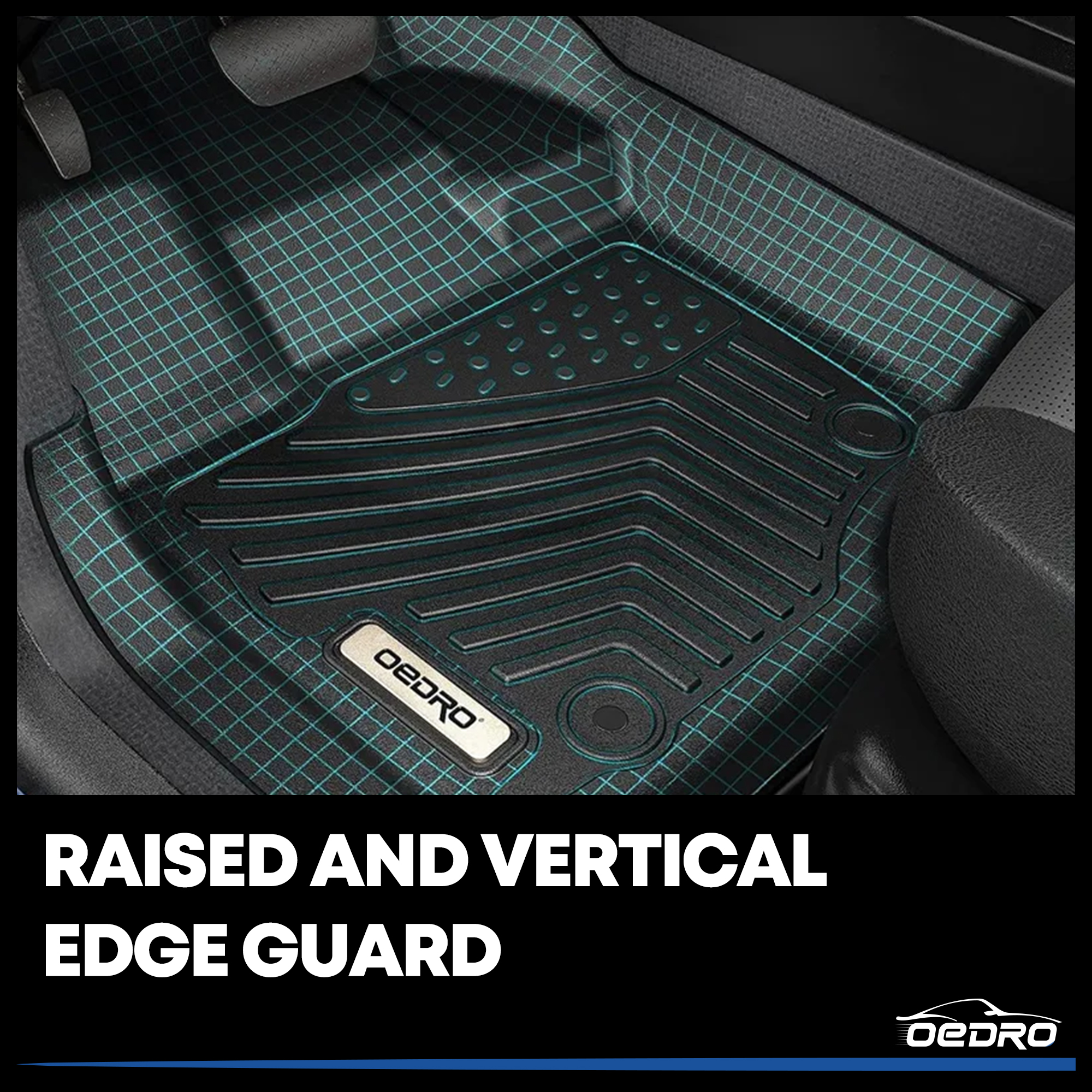 Side view of OEDRO Floor Mats for 2021-2023 Hyundai Santa Fe 5 Seat, TPE All-Weather Guard Front and Rear Row Full Set Liners