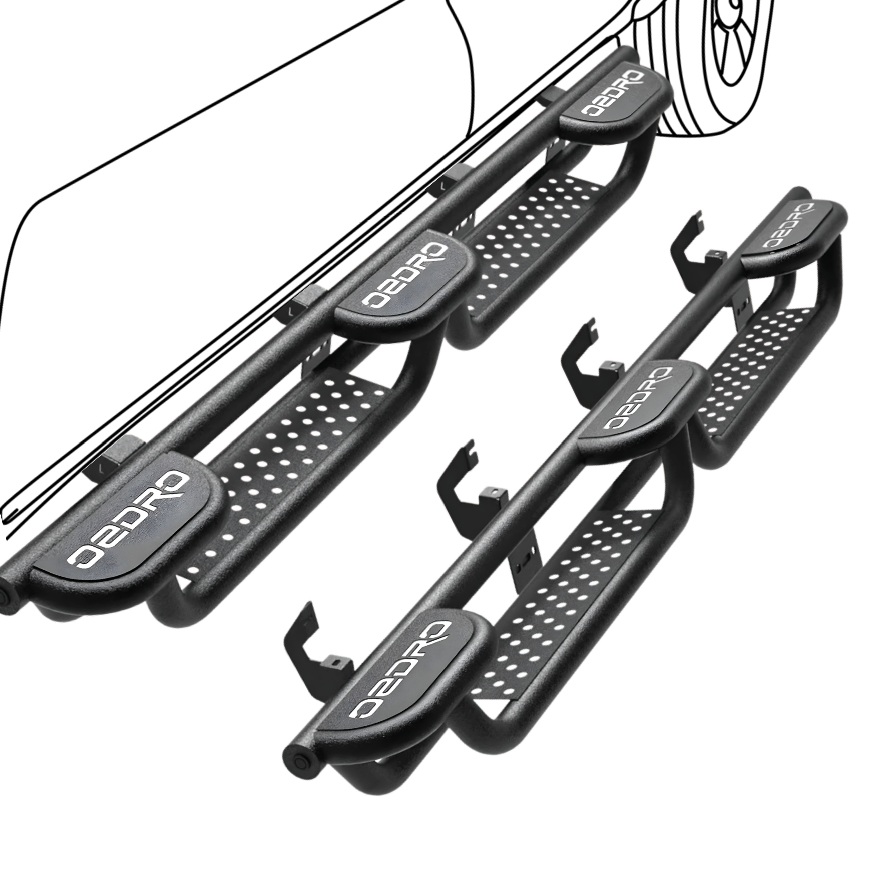 Side view of OEDRO Drop Running Boards Compatible with 2019–2026 Chevy Silverado & GMC Sierra 1500 Crew Cab, 2020–2026 Silverado/Sierra 2500HD 3500HD Crew Cab