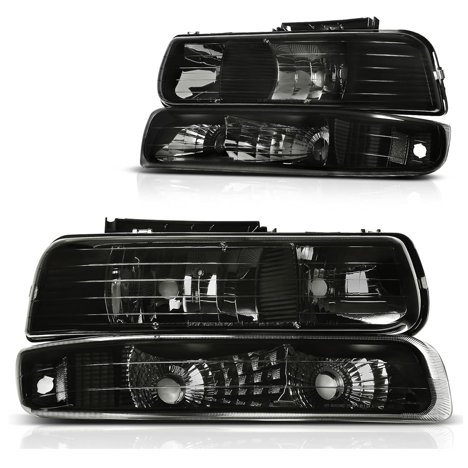 YITAMOTOR® 1999-2002 Chevy Silverado/2000-2006 Tahoe Suburban Headlights Assembly Smoke Lens