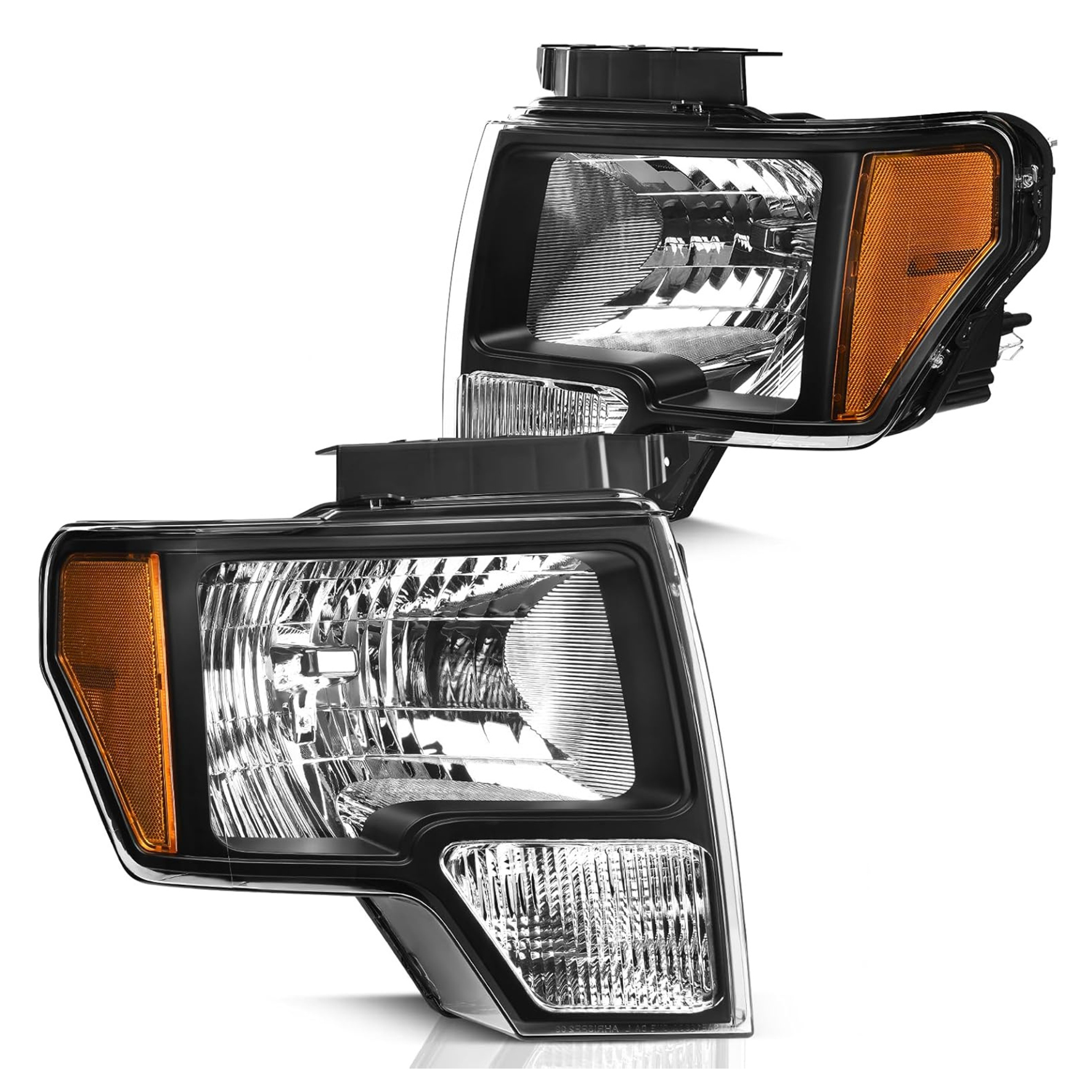 YITAMOTOR® 2009-2014 Ford F150 Amber Reflector Chrome Housing Replacement Headlight Assembly