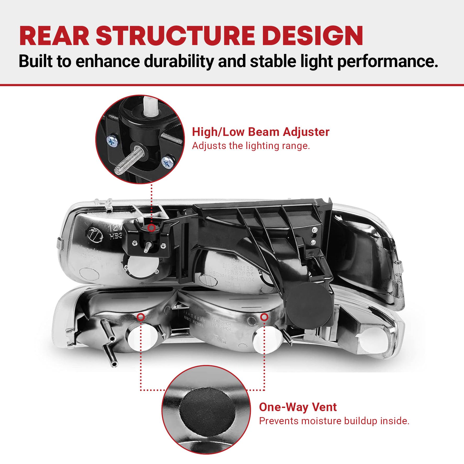 Side view of YITAMOTOR® 1999-2002 Chevy Silverado/2000-2006 Tahoe Suburban Headlights Assembly with Bumper Lights