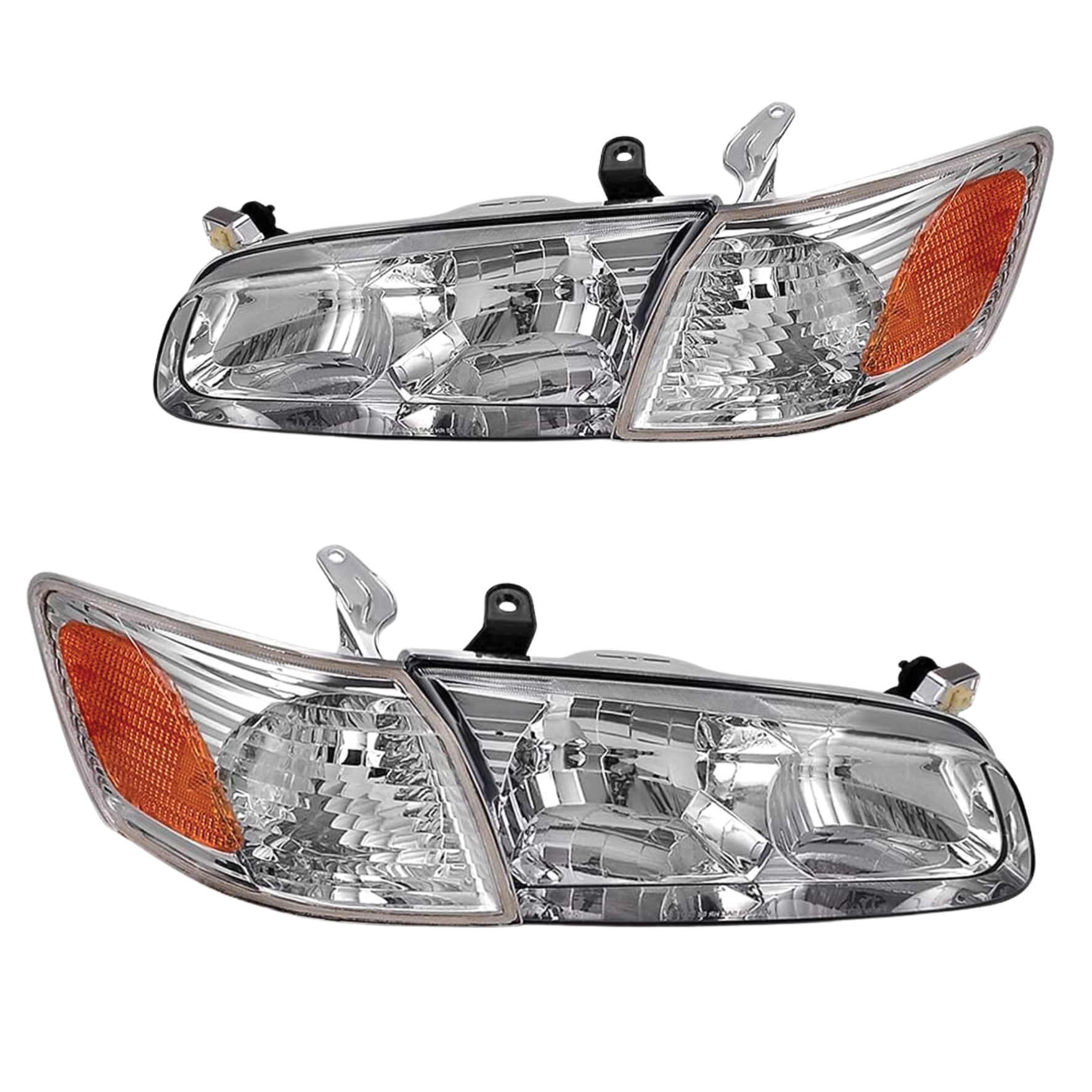 YITAMOTOR® Headlights Assembly Compatible with 2000 2001 Camry Headlamp Replacement Pair Driver and Passenger Side Chrome Housing Clear Lens Amber Ref