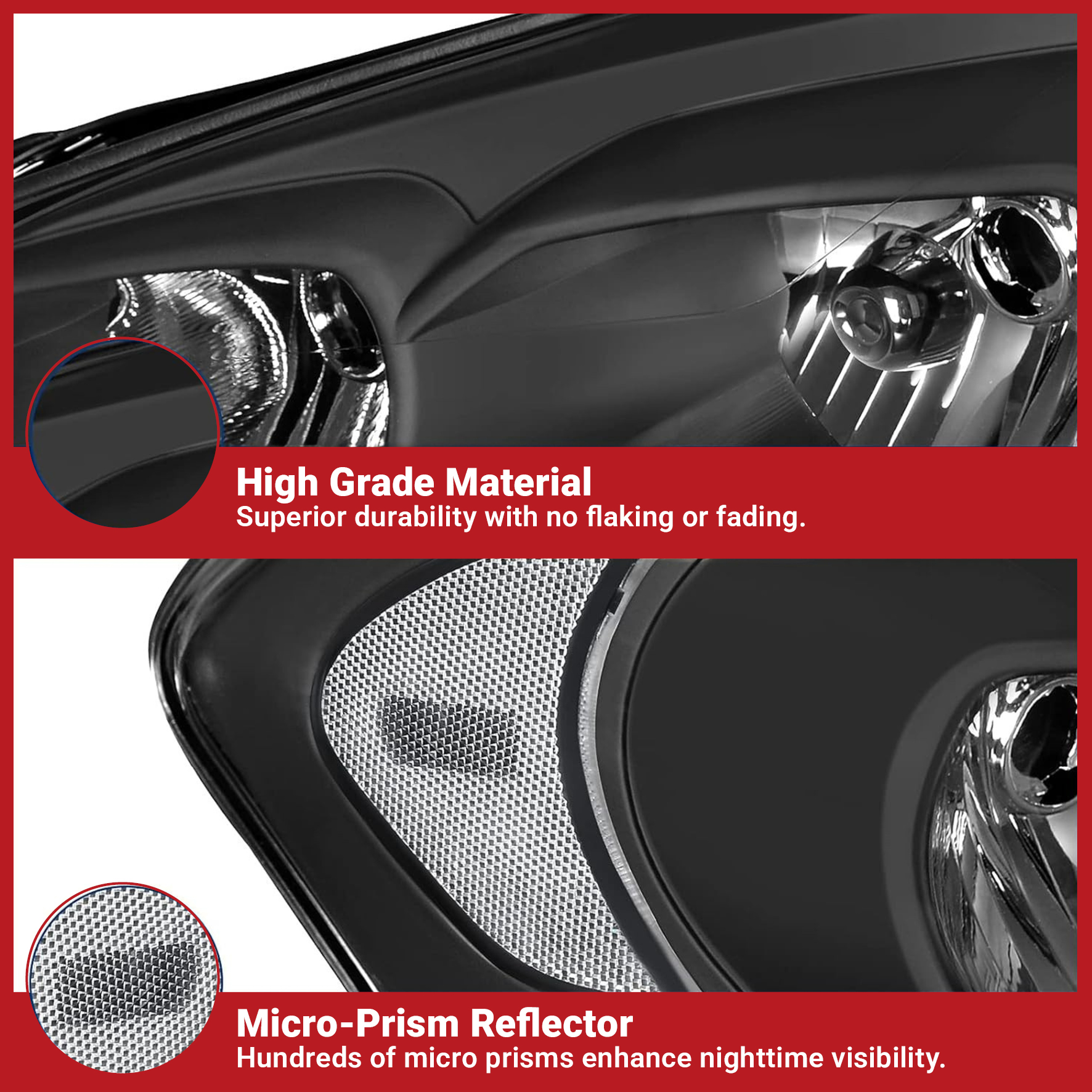 Side view of YITAMOTOR® Headlights Assembly Compatible with 2006-2013 Chevrolet Impala / 14-16 Chevy Impala Limited / 2006 2007 Monte Carlo Headlamp Replacement Bl
