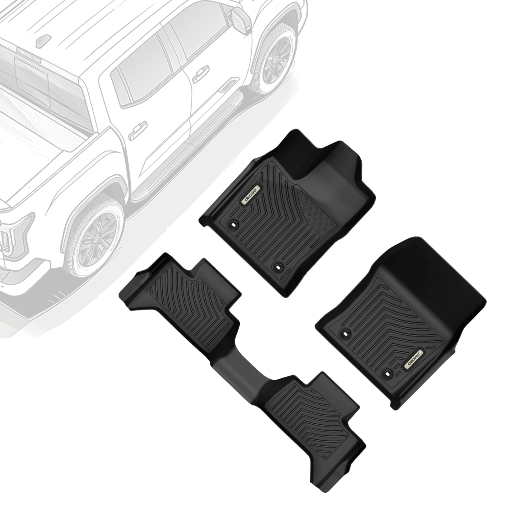 OEDRO® Floor Mats for 2022-2026 Toyota Tundra Double Cab, TPE All Weather Guard Front & Rear Full Set Liners