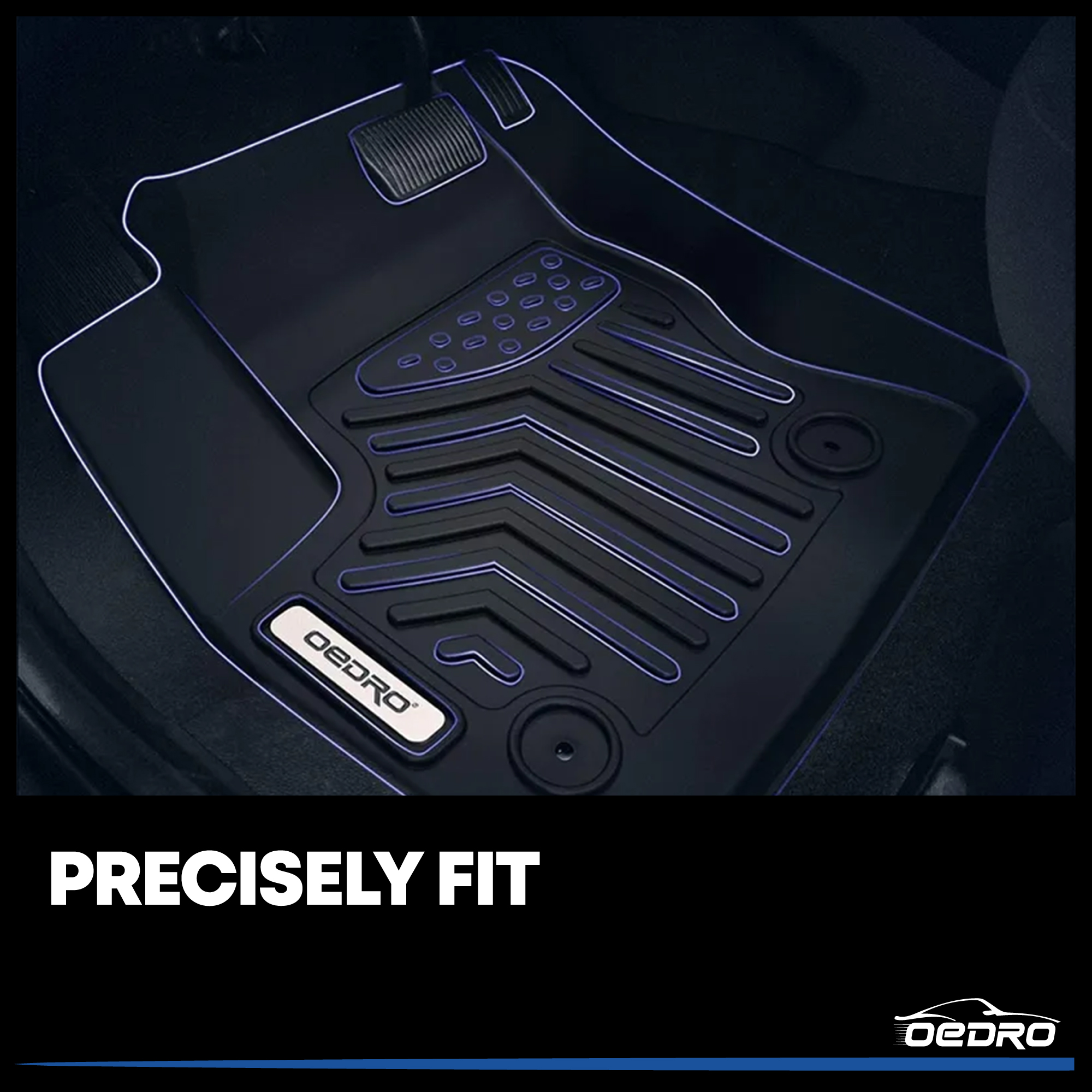 Side view of OEDRO Floor Mats for 2019-2020 Hyundai Santa Fe 5 Passenger Models, Black TPE All-Weather Guard Liner Set