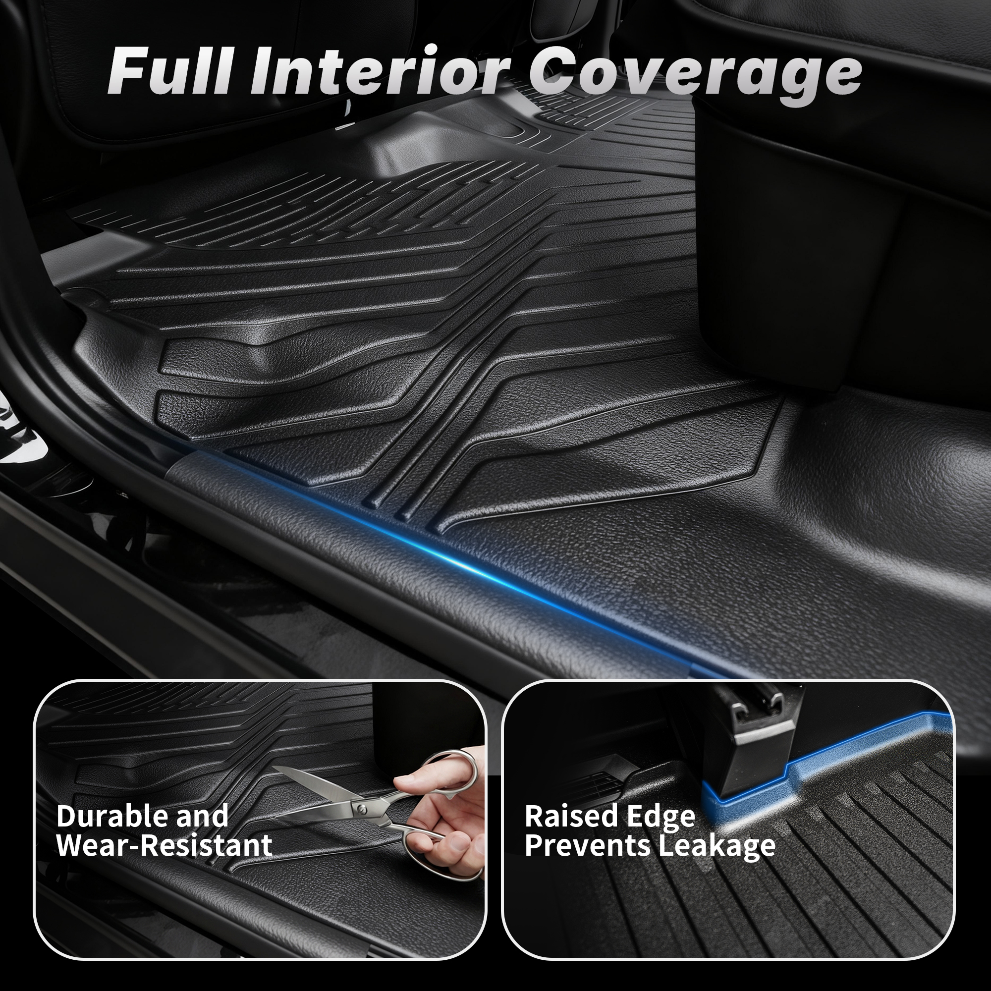 Side view of OEDRO Custom Fit Floor Mats & Trunk Mat with Backrest for 2024–2026 Chevy Trax & Buick Envista, TPE All-Weather Full Set, Anti-Slip Interior Protectio